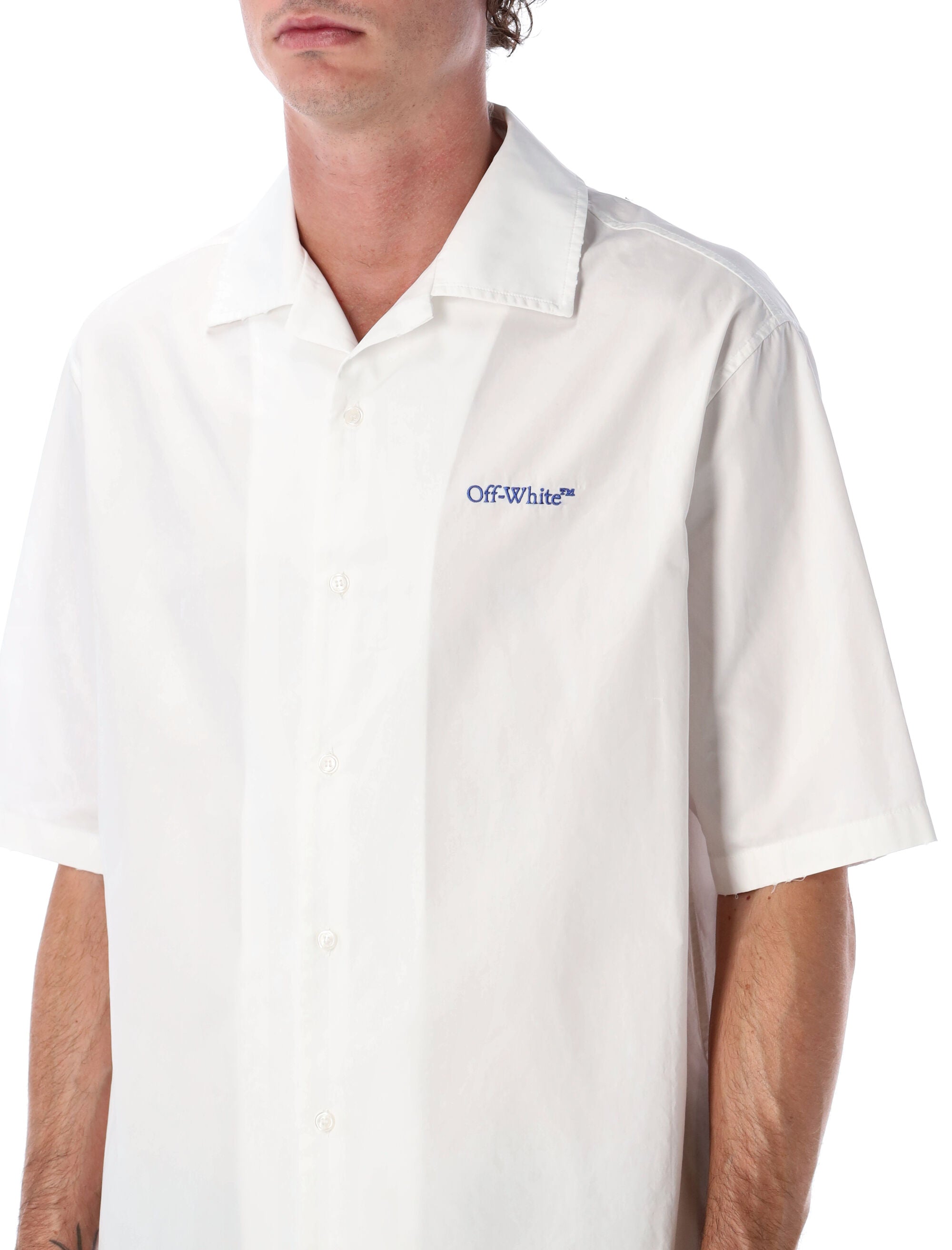 Off-White Brush Arrow poplin bowling shirt with embroidered logo Cotton