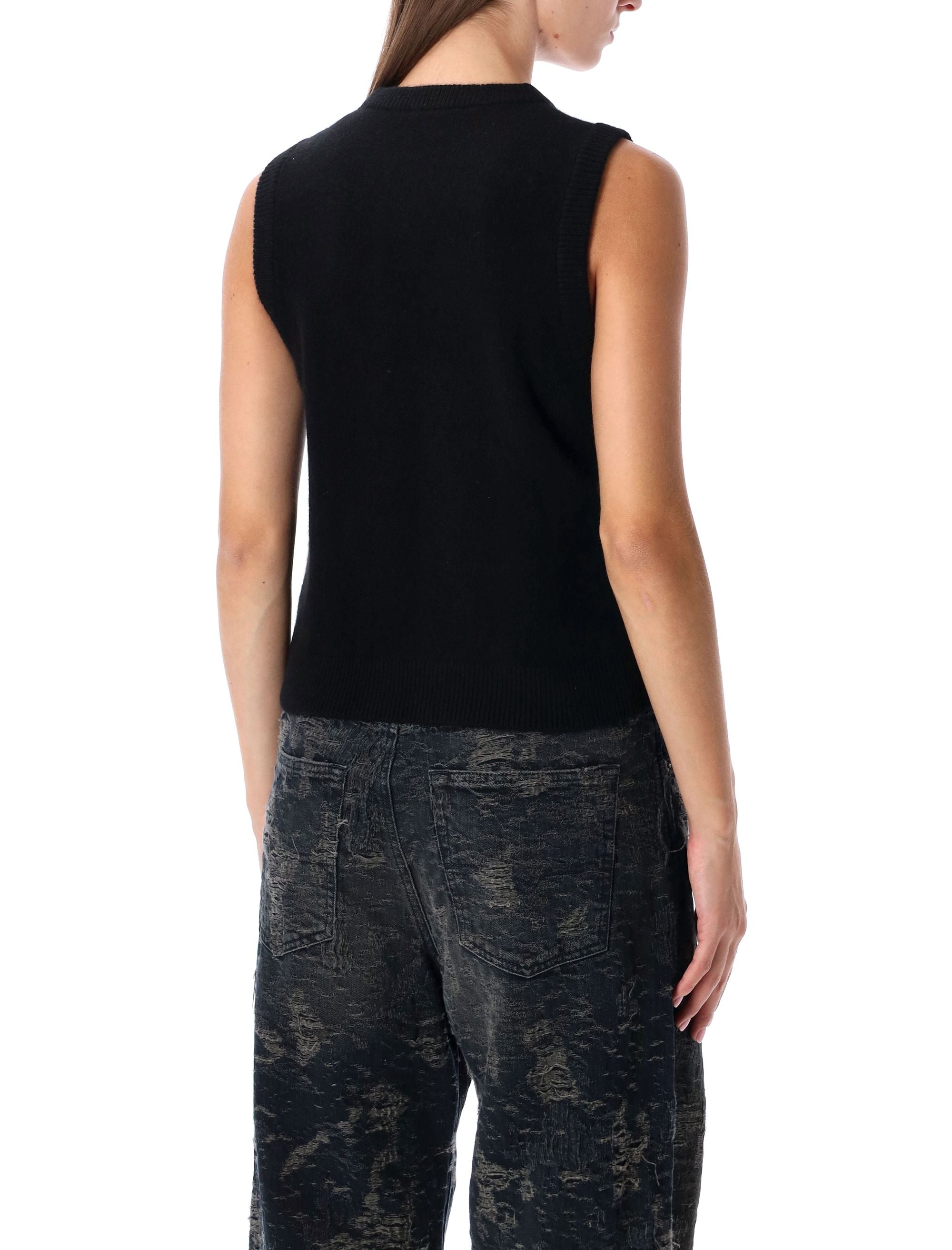 Diesel M-Argarin Wool-Cashmere Tank Top Black Sweater