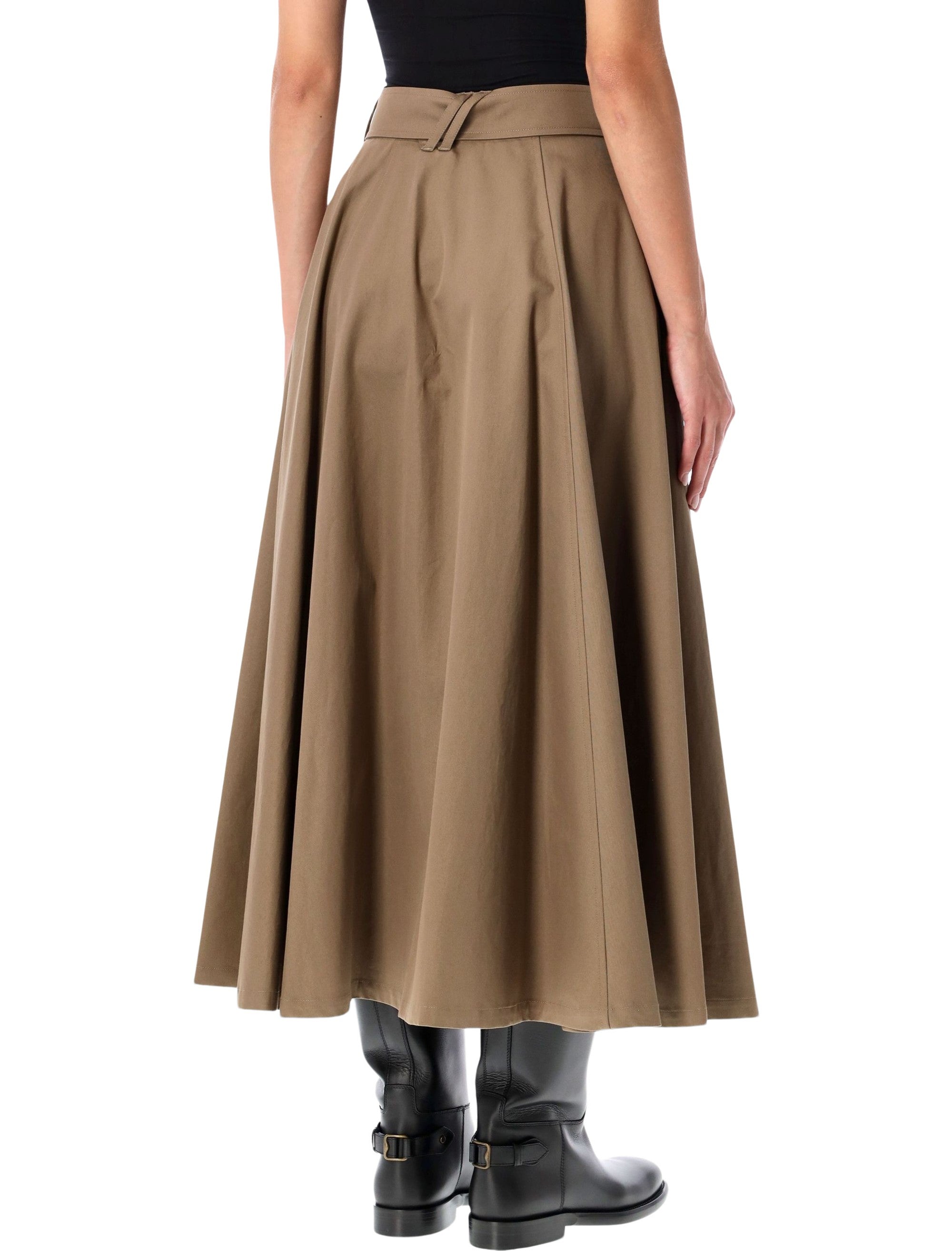 Burberry London gabardine trench midi skirt Clay Brown Cotton
