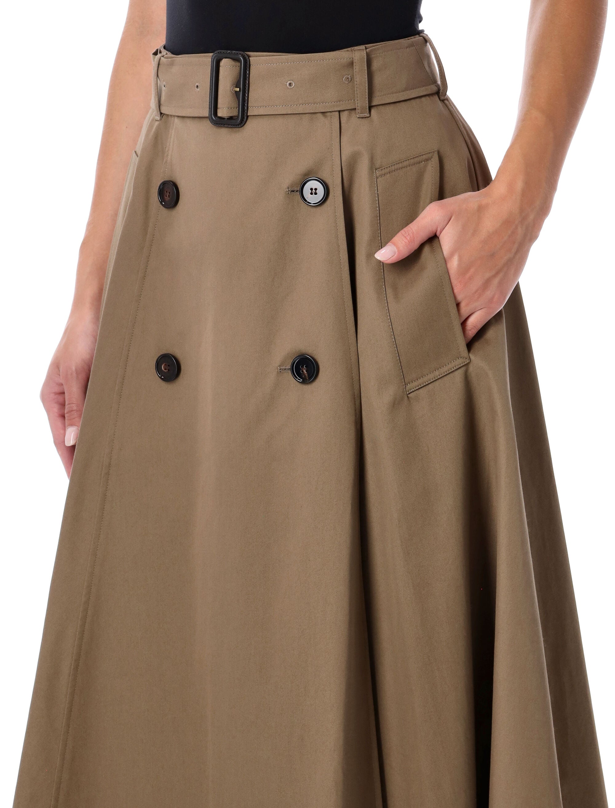 Burberry London gabardine trench midi skirt Clay Brown Cotton