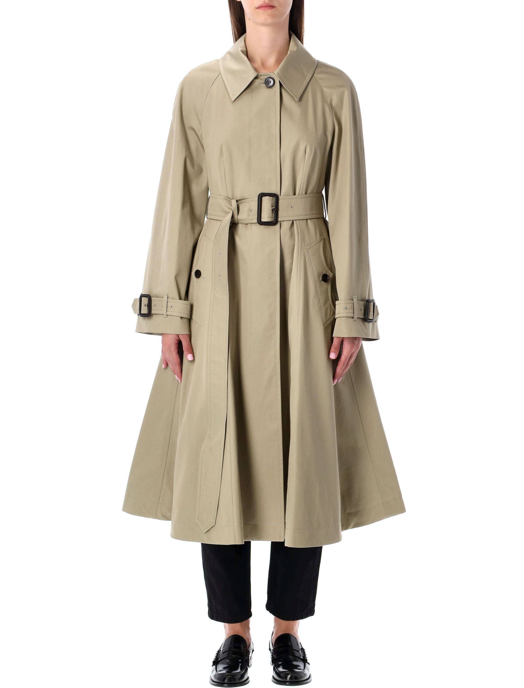 Beige Gabardine Ellingham Fit-and-Flare Coat Quill Cotton