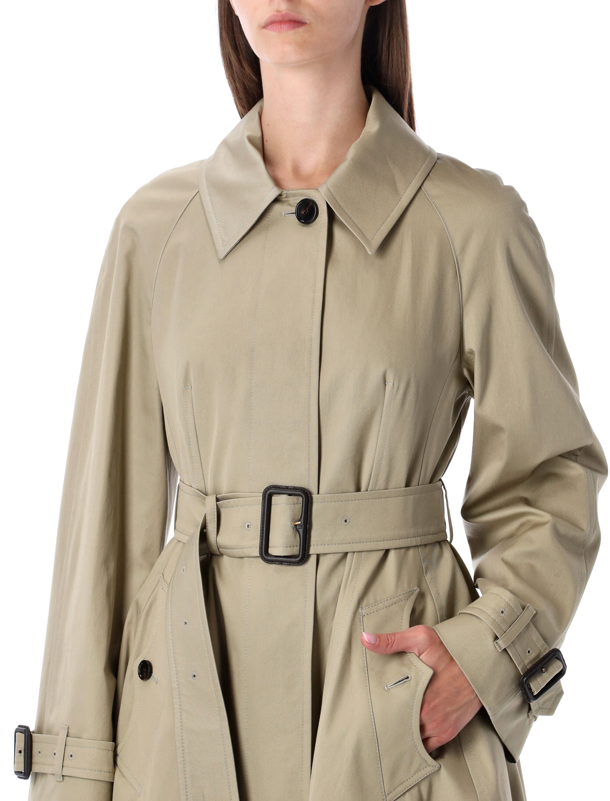 Beige Gabardine Ellingham Fit-and-Flare Coat Quill Cotton