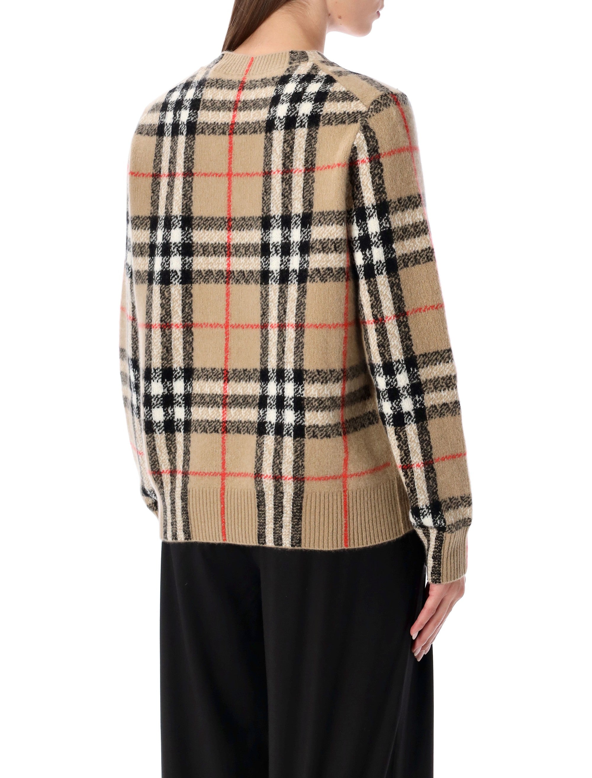 Burberry London Check wool-cashmere sweater Sand