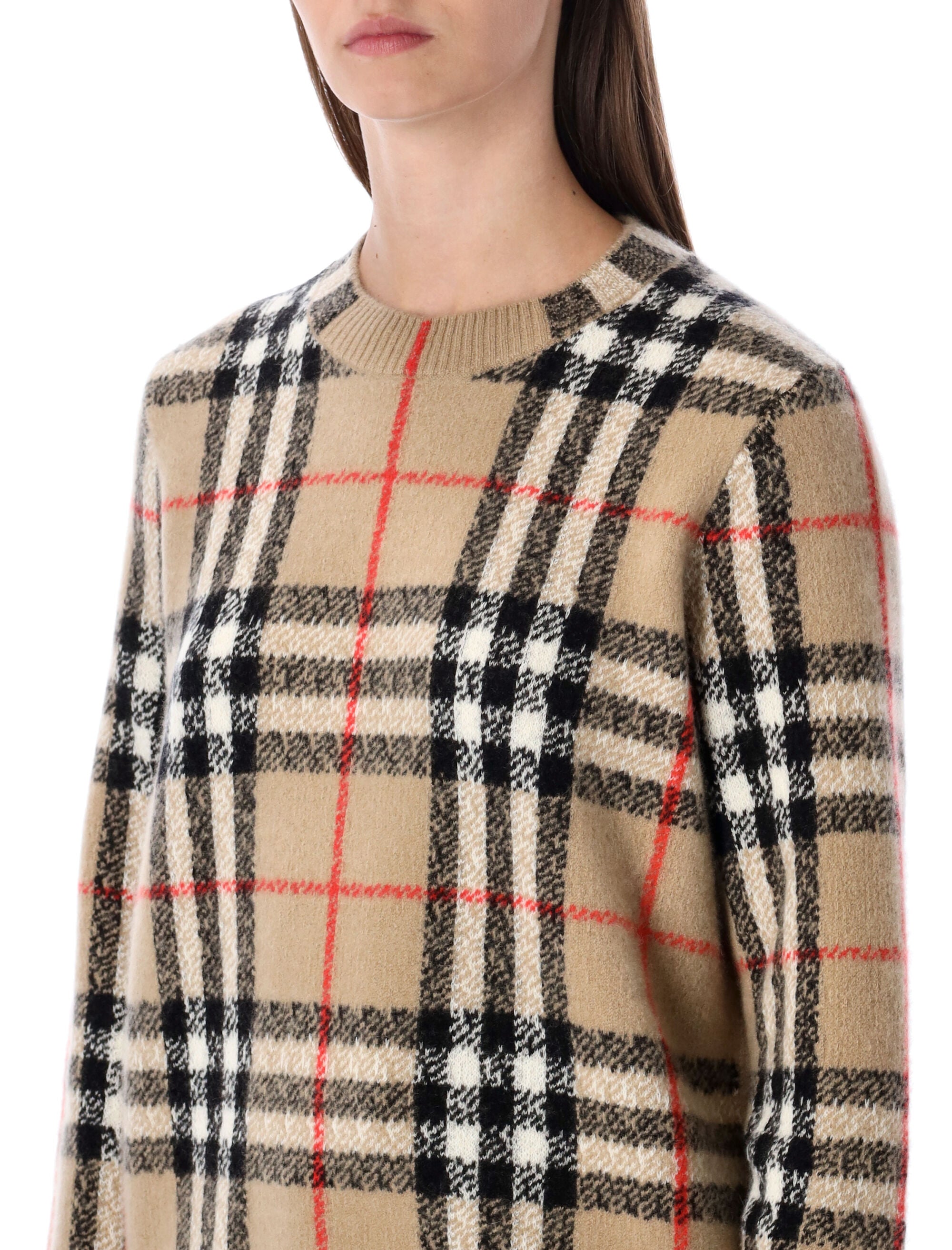 Burberry London Check wool-cashmere sweater Sand