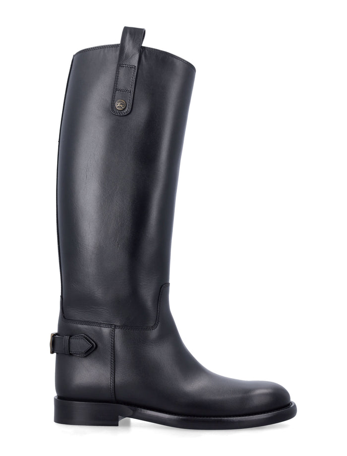 Burberry leather Cavalier boots with buckle detail Black Calf Sole