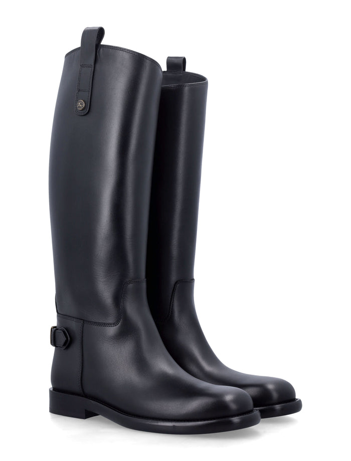 Burberry leather Cavalier boots with buckle detail Black Calf Sole