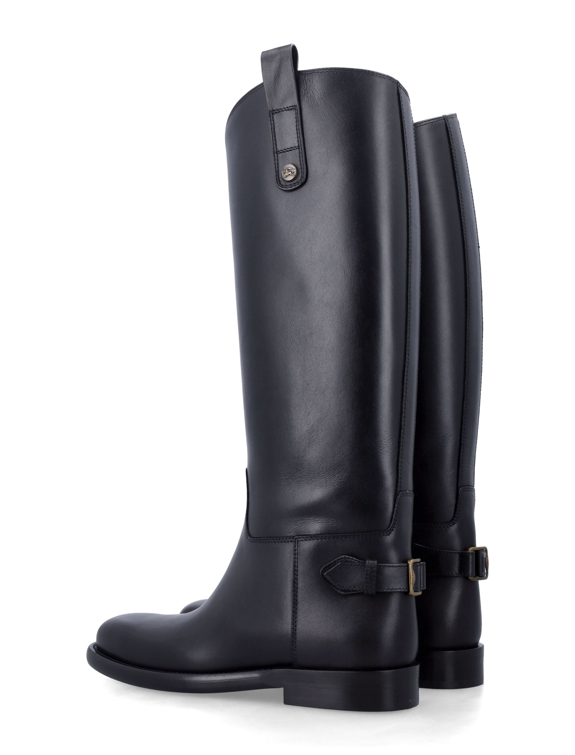 Burberry leather Cavalier boots with buckle detail Black Calf Sole