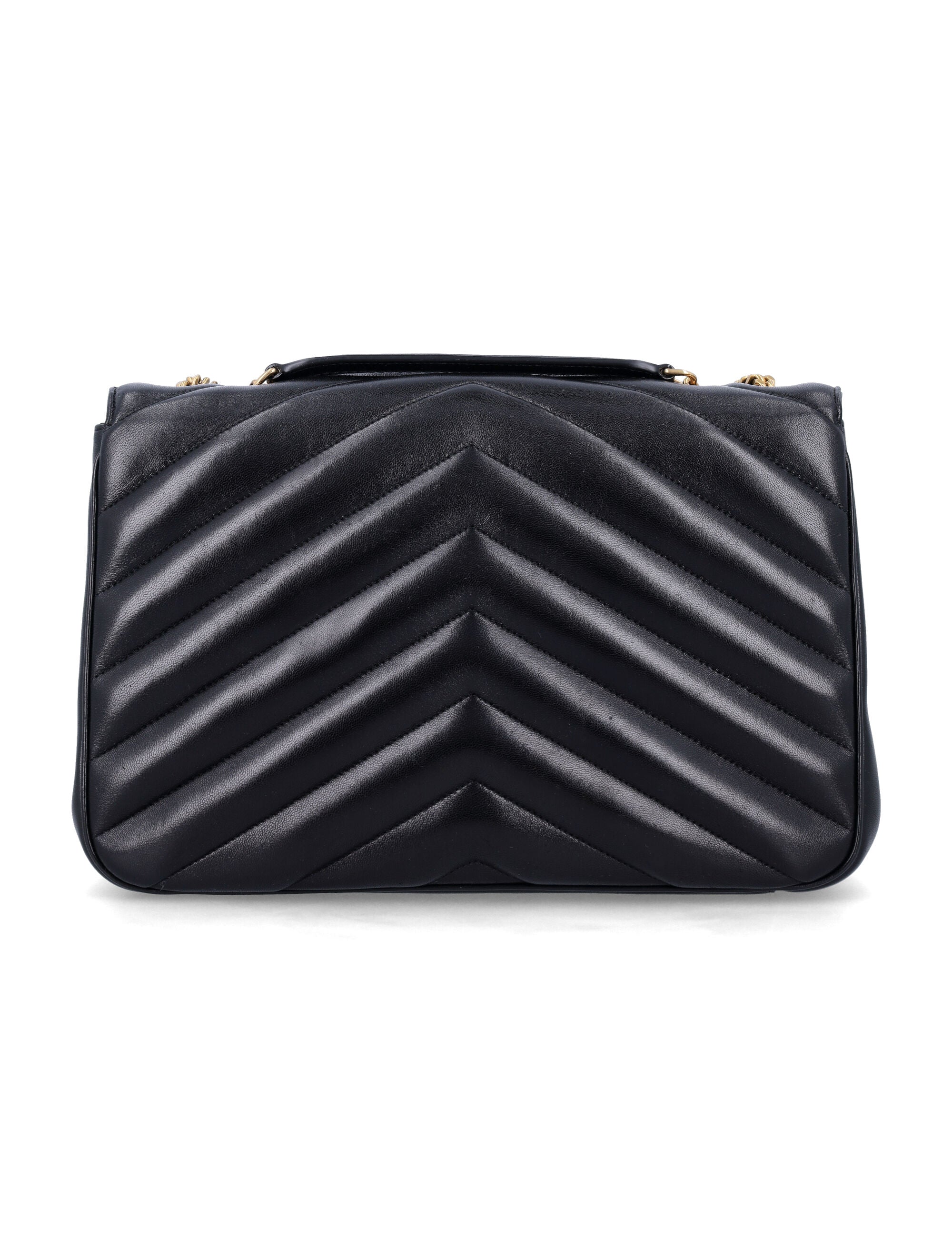 Saint Laurent Loulou Large Matelassé Lambskin Chain Bag Black Lamb Leather Shoulder
