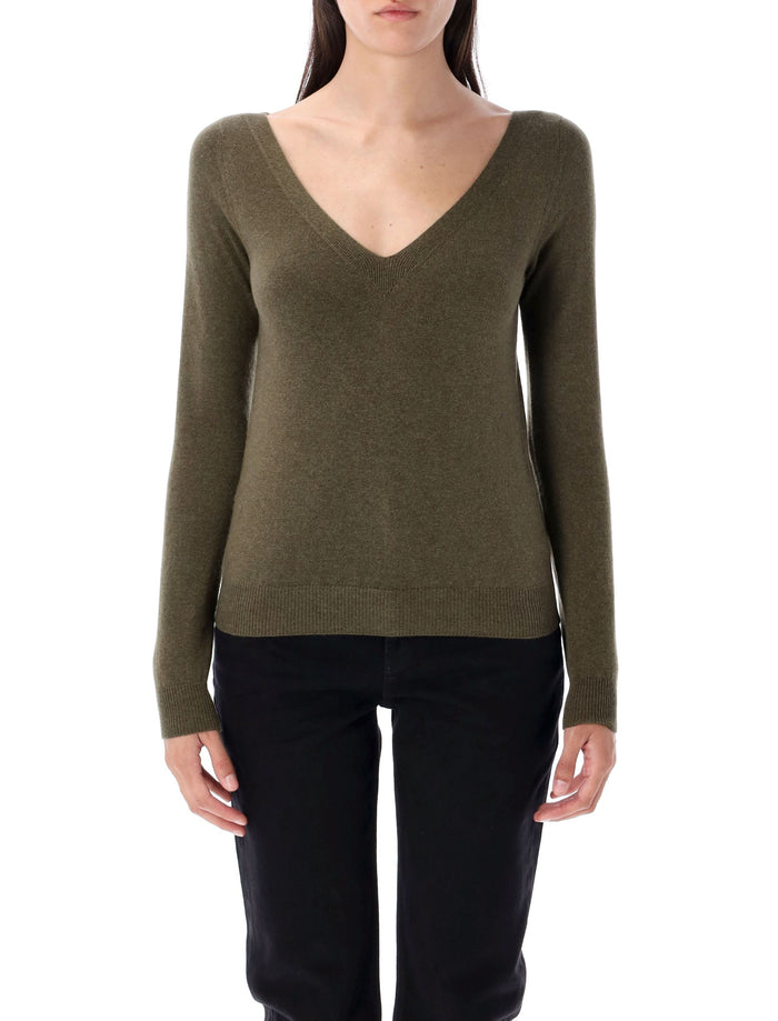 V-neck cashmere sweater Khaki
