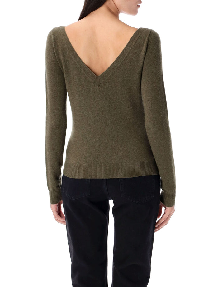 V-neck cashmere sweater Khaki