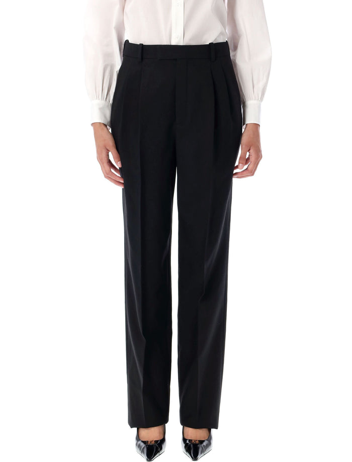 High waisted wool pants Black Pocket Lining