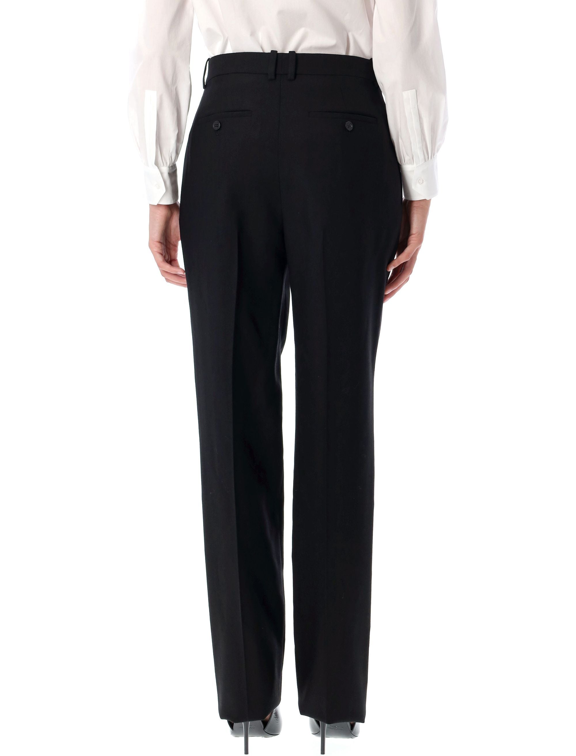 High waisted wool pants Black Pocket Lining
