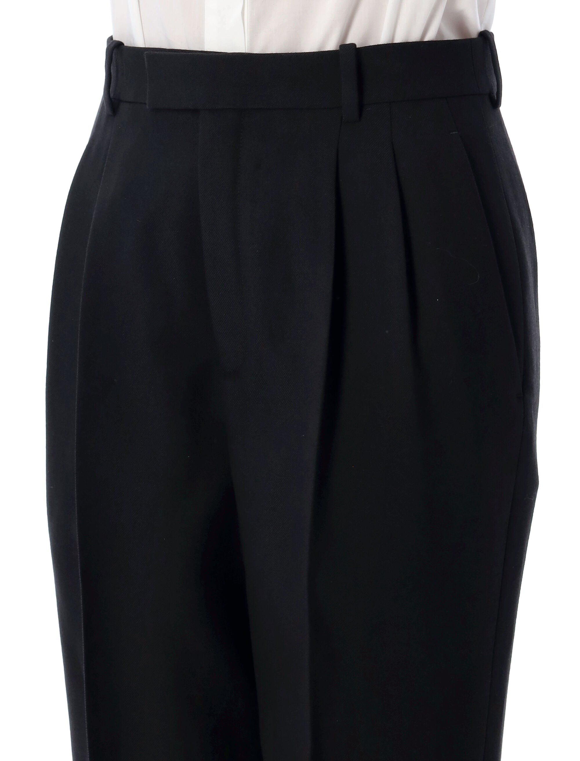 High waisted wool pants Black Pocket Lining
