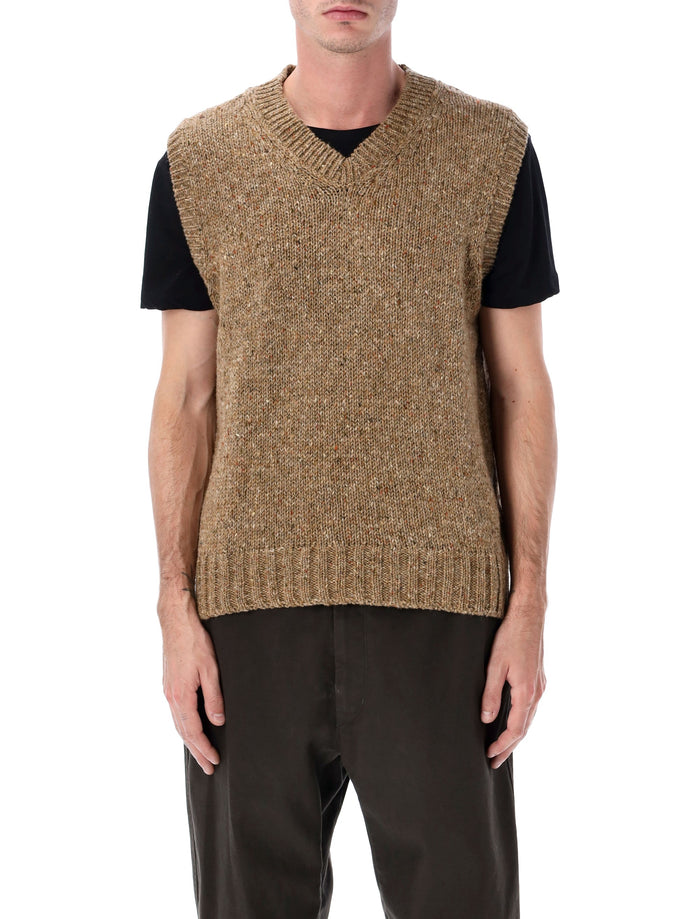Howlin Cosmic Spiele wool v-neck slipover Beige Pure New Sweater
