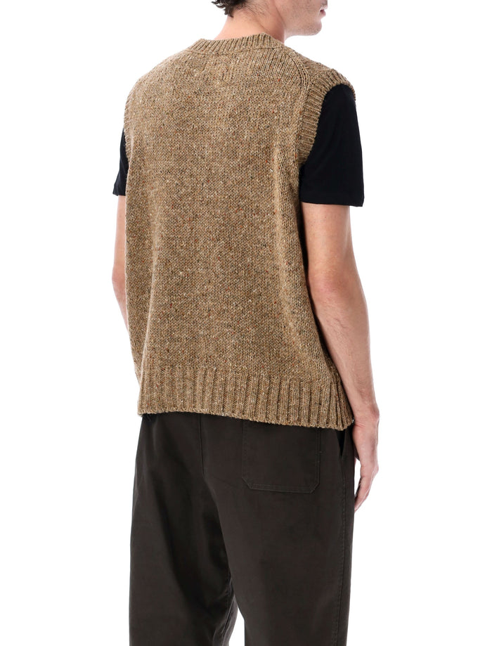 Howlin Cosmic Spiele wool v-neck slipover Beige Pure New Sweater