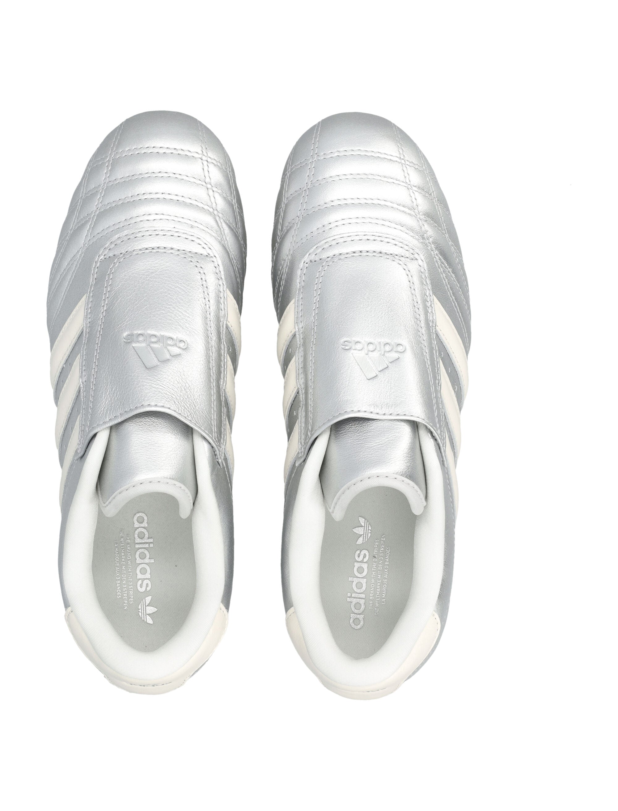 Adidas Originals metallic leather Taekwondo womans shoes Silver Upper Sneaker