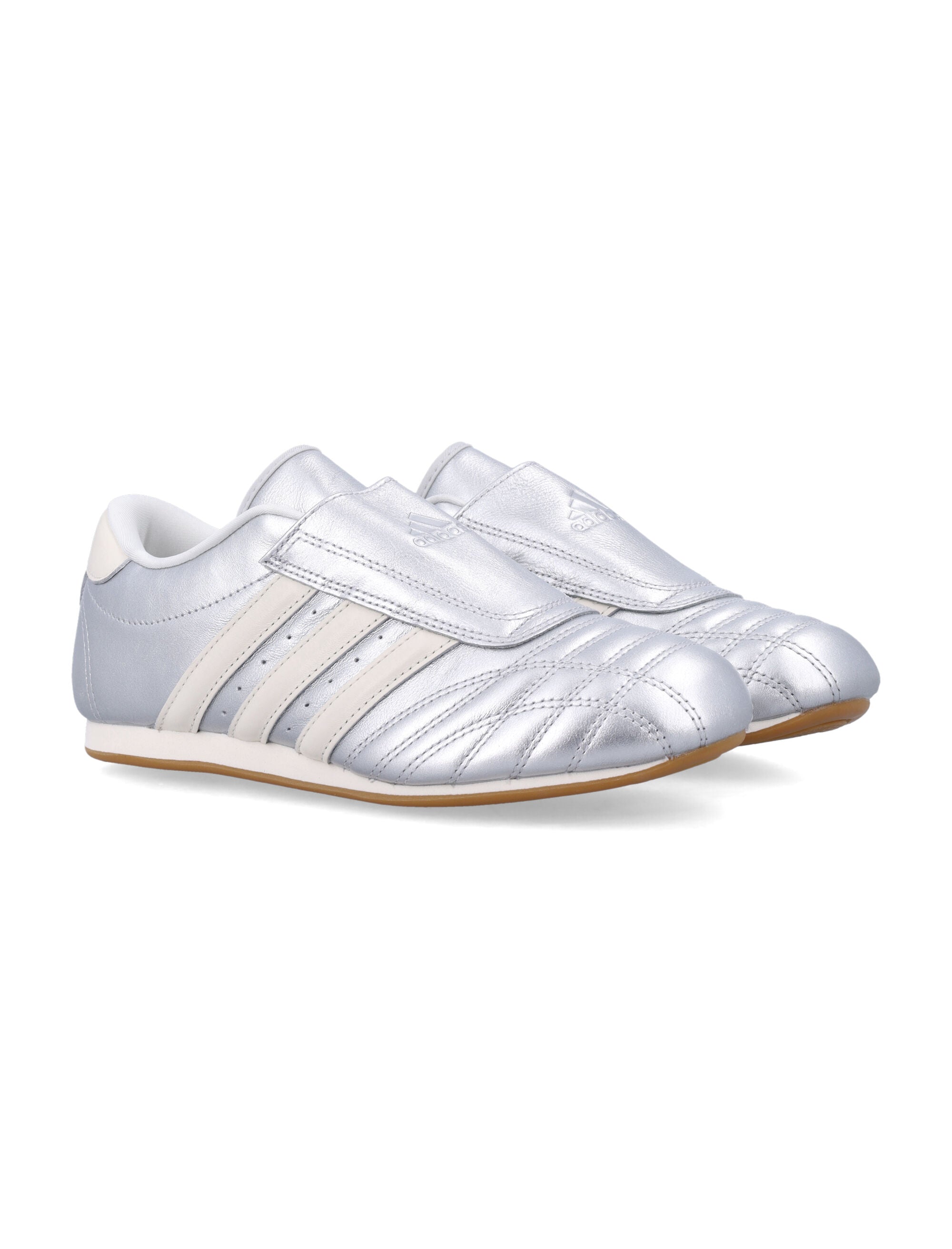 Adidas Originals metallic leather Taekwondo womans shoes Silver Upper Sneaker