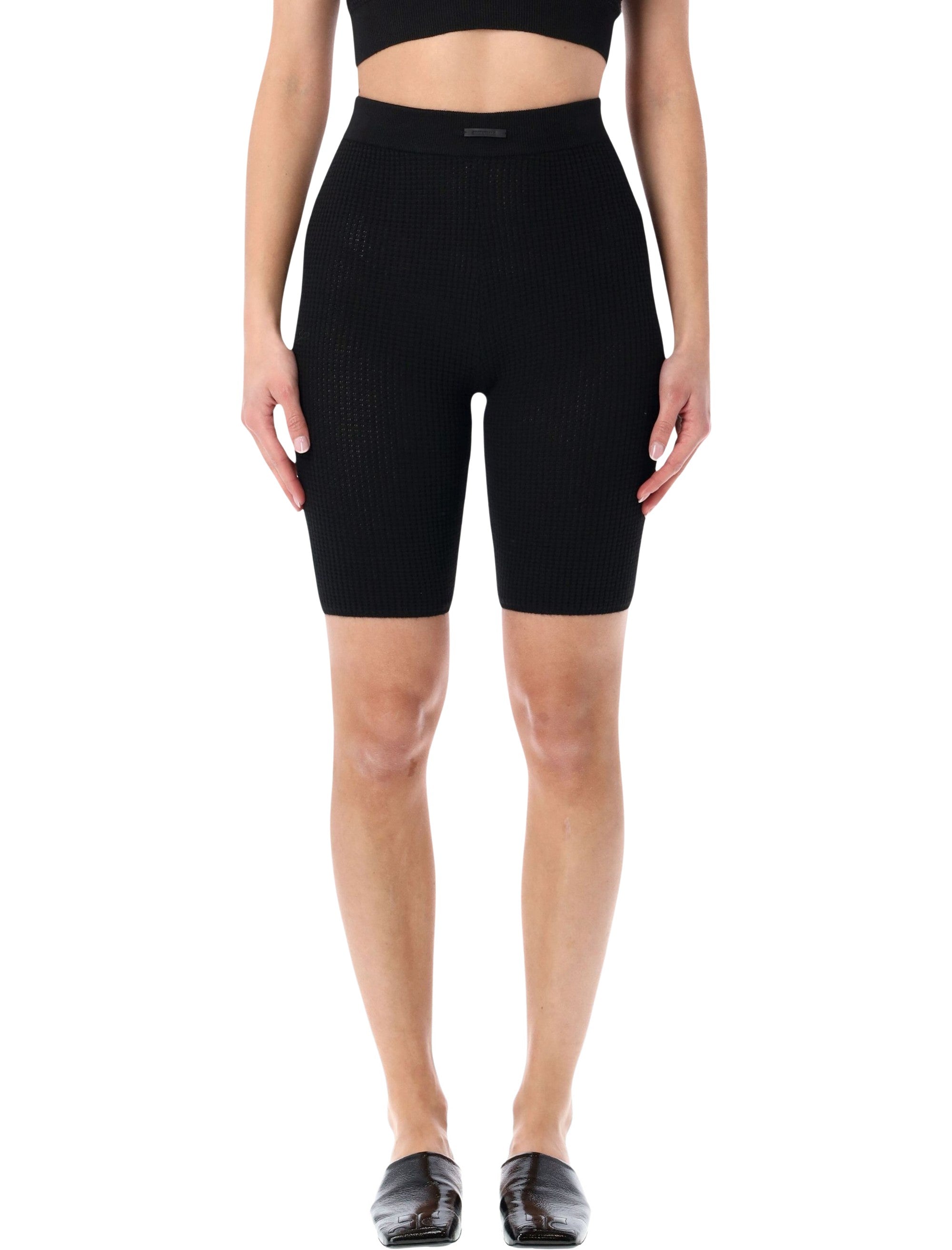 Essentials Fear of God Waffle biker short homestead black Vintage Polyester