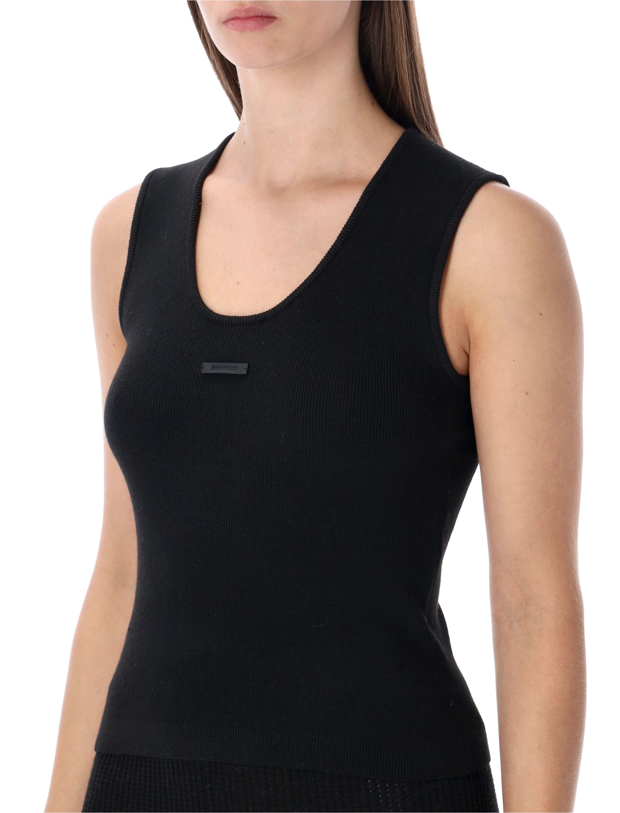 Essentials Fear of God rib tank Vintage Black Polyester Top