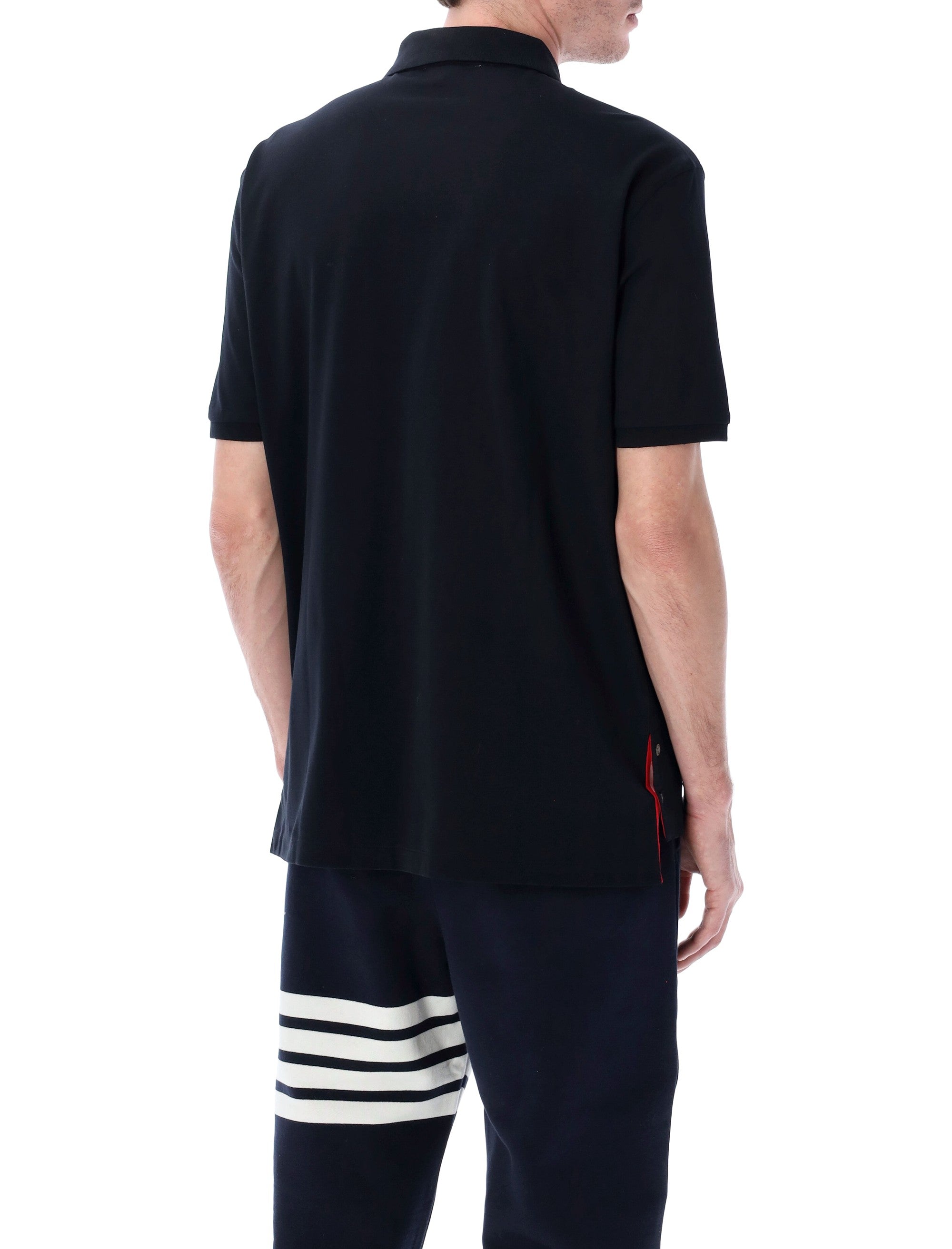Thom Browne mercerized piqué polo Navy Cotton Tshirt