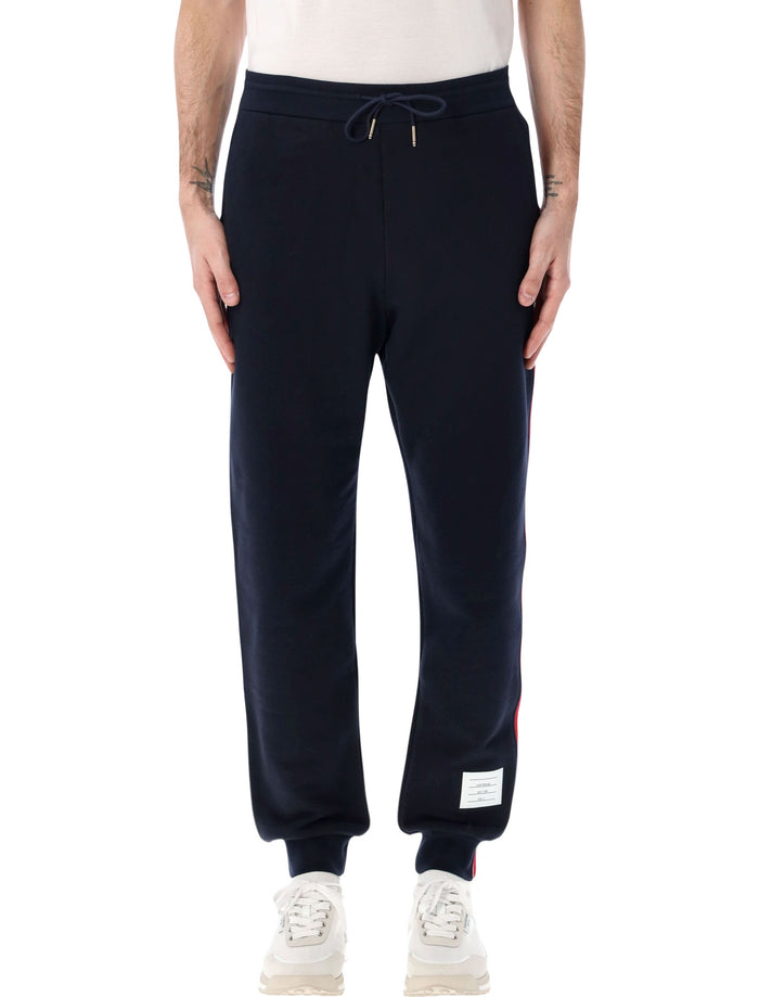 Thom Browne grosgrain-trimmed sweatpants Navy Cotton Pant