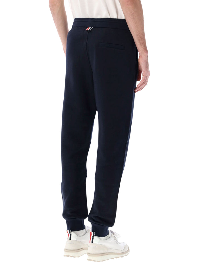 Thom Browne grosgrain-trimmed sweatpants Navy Cotton Pant