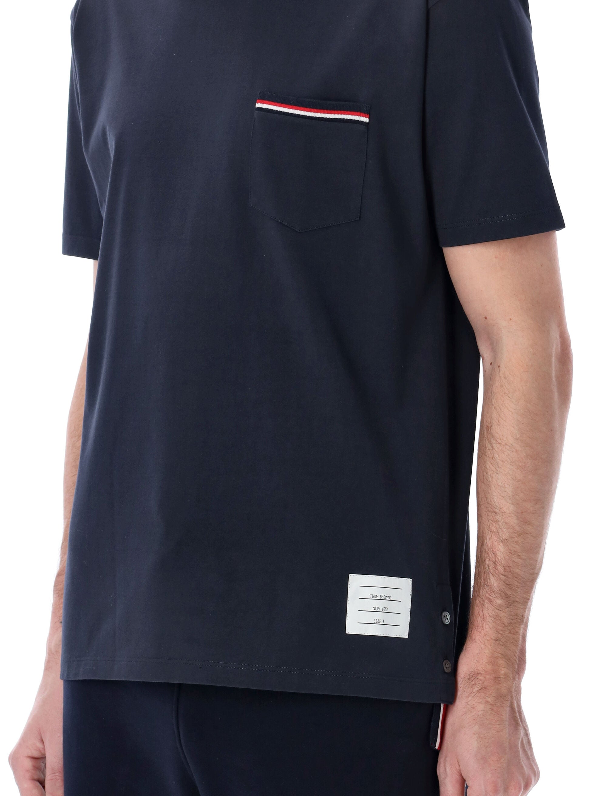 Thom Browne jersey pocket t-shirt Navy Cotton Tshirt