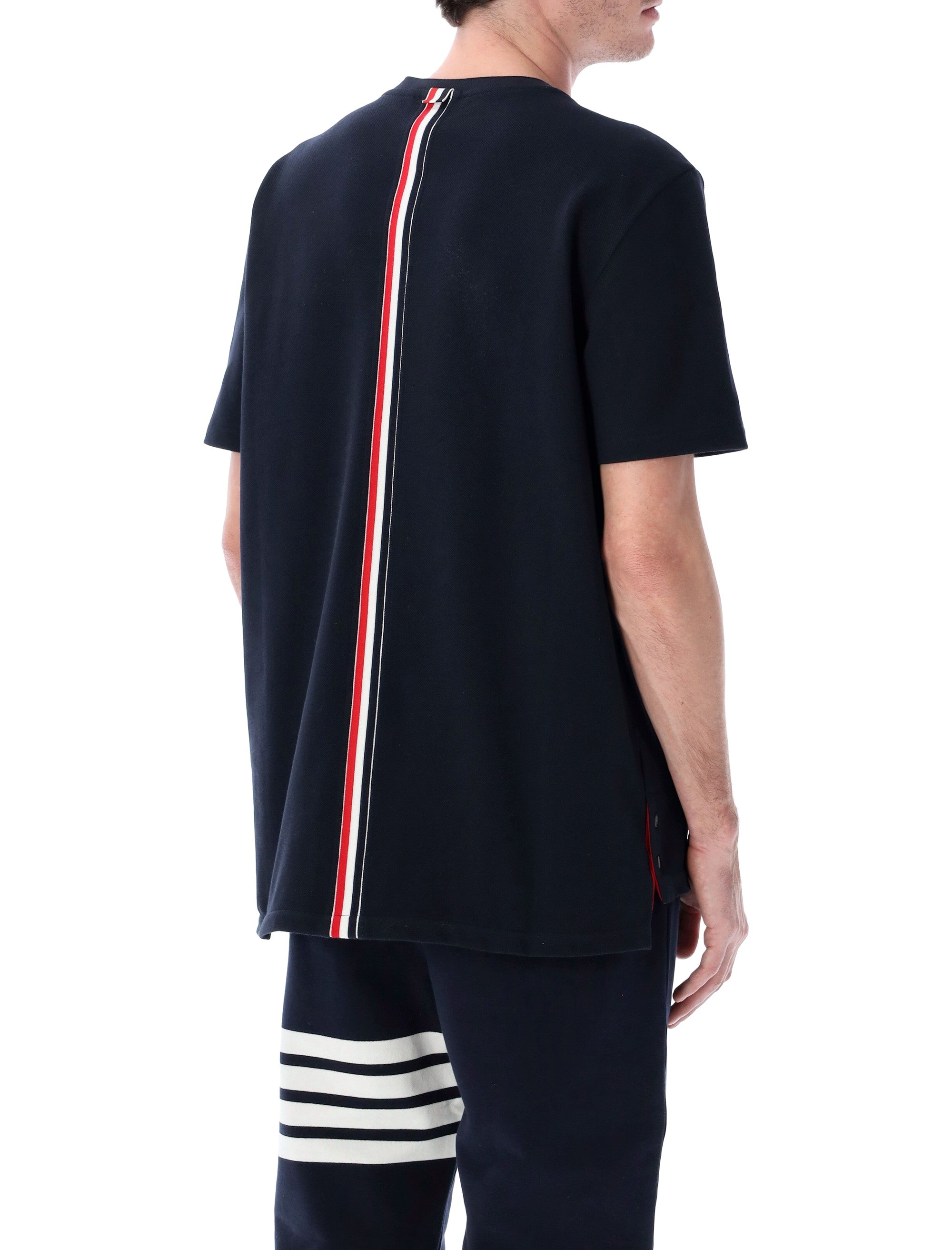 Thom Browne Back Stripe T-Shirt Navy Cotton Tshirt