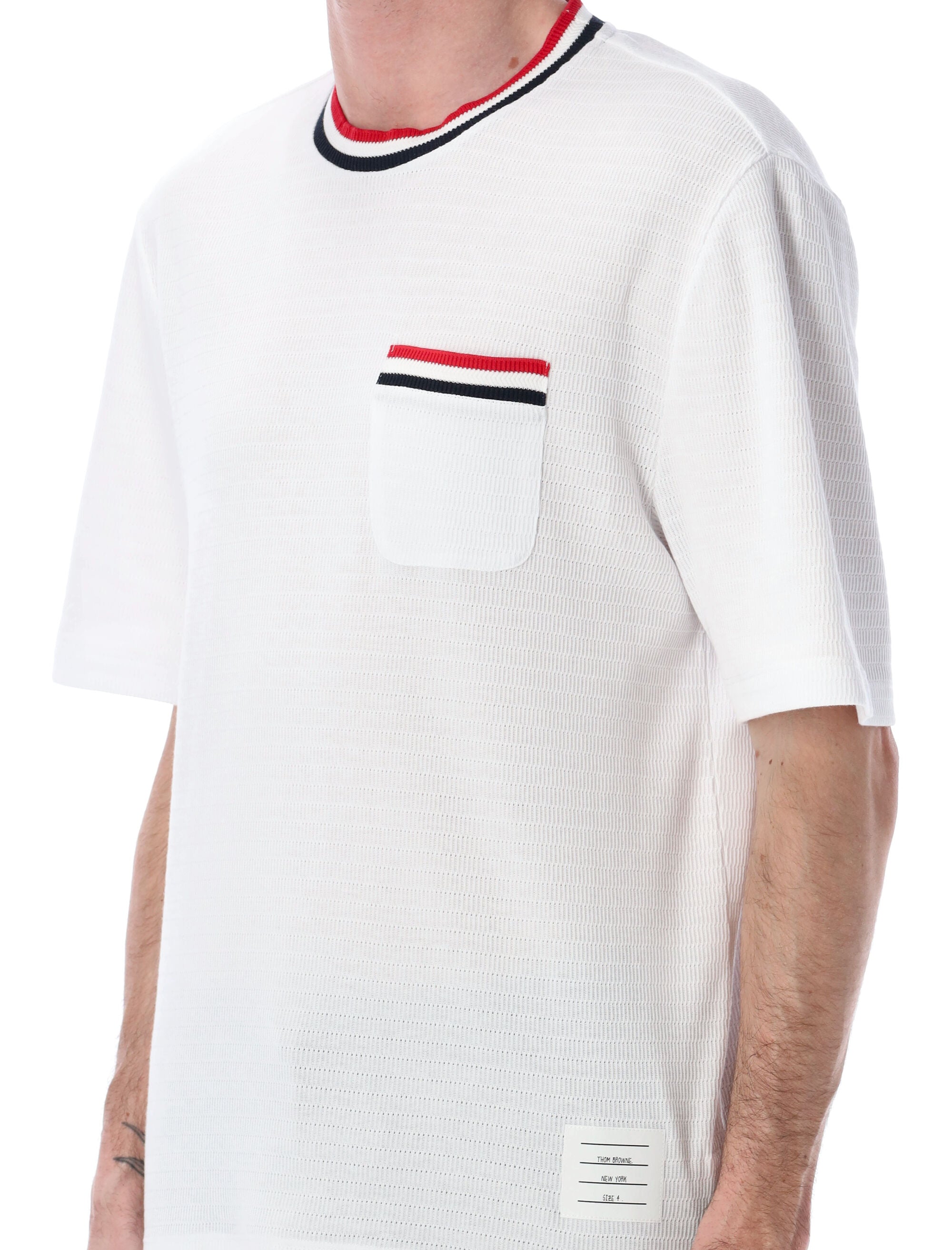 Thom Browne striped detail t-shirt White Cotton Tshirt
