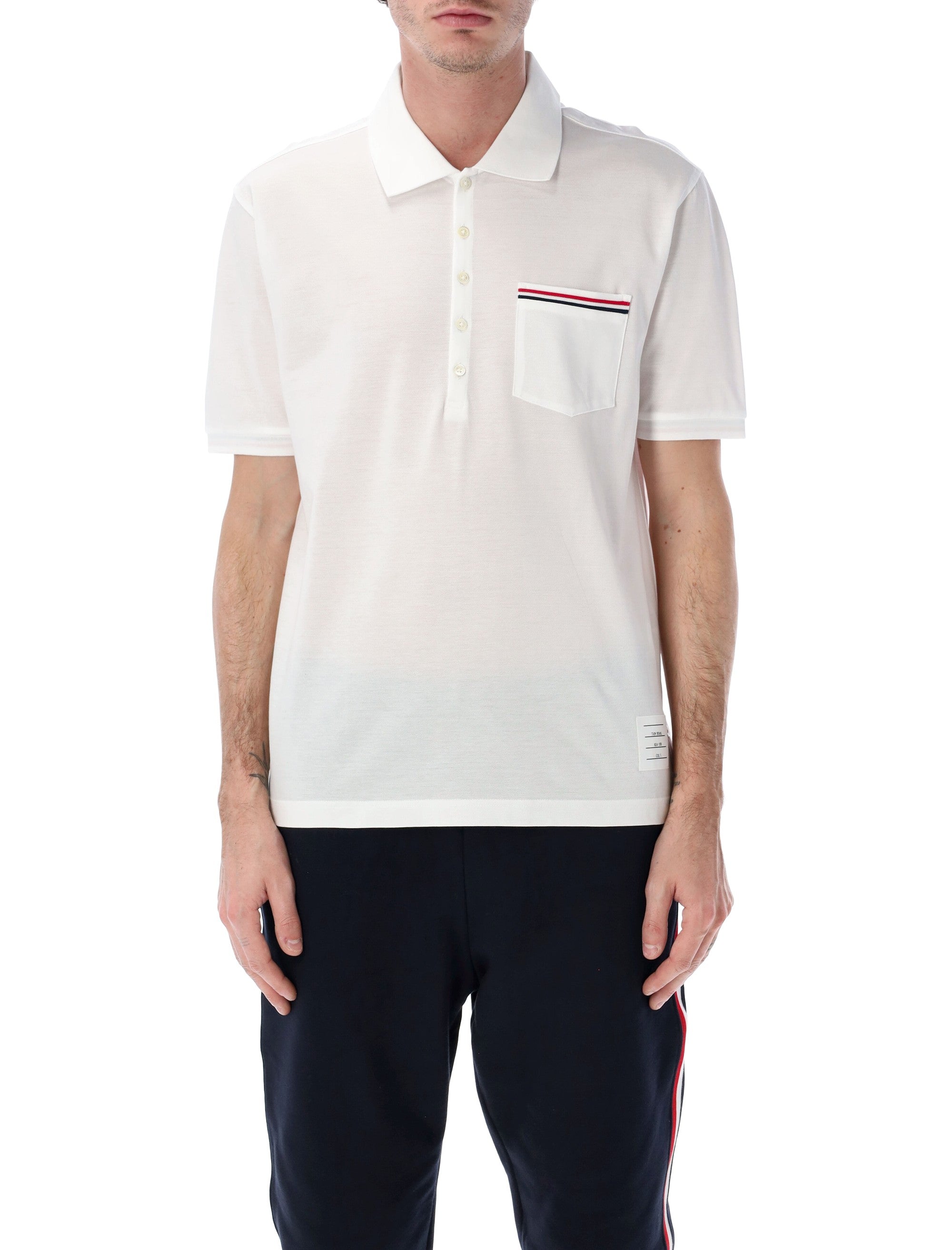 Thom Browne mercerized piqué polo White Cotton Tshirt
