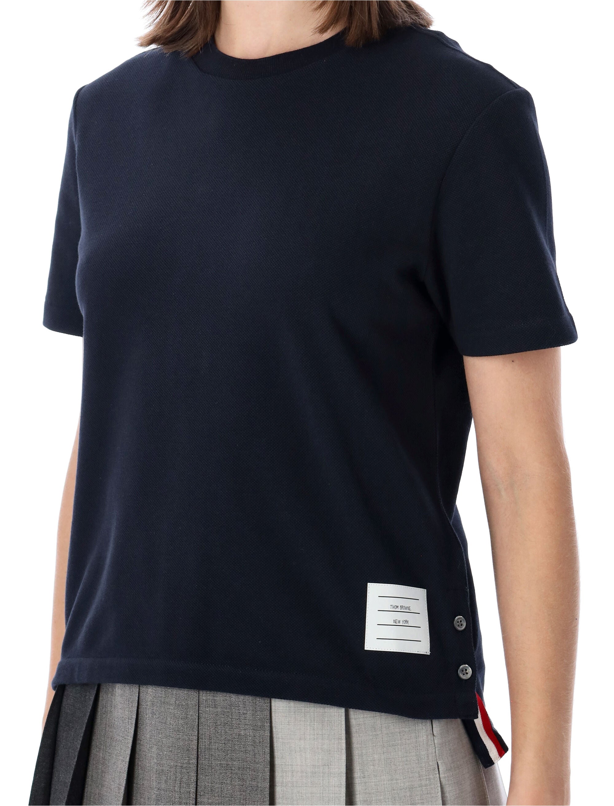 Thom Browne Classic Piqué T-Shirt Navy Cotton Tshirt