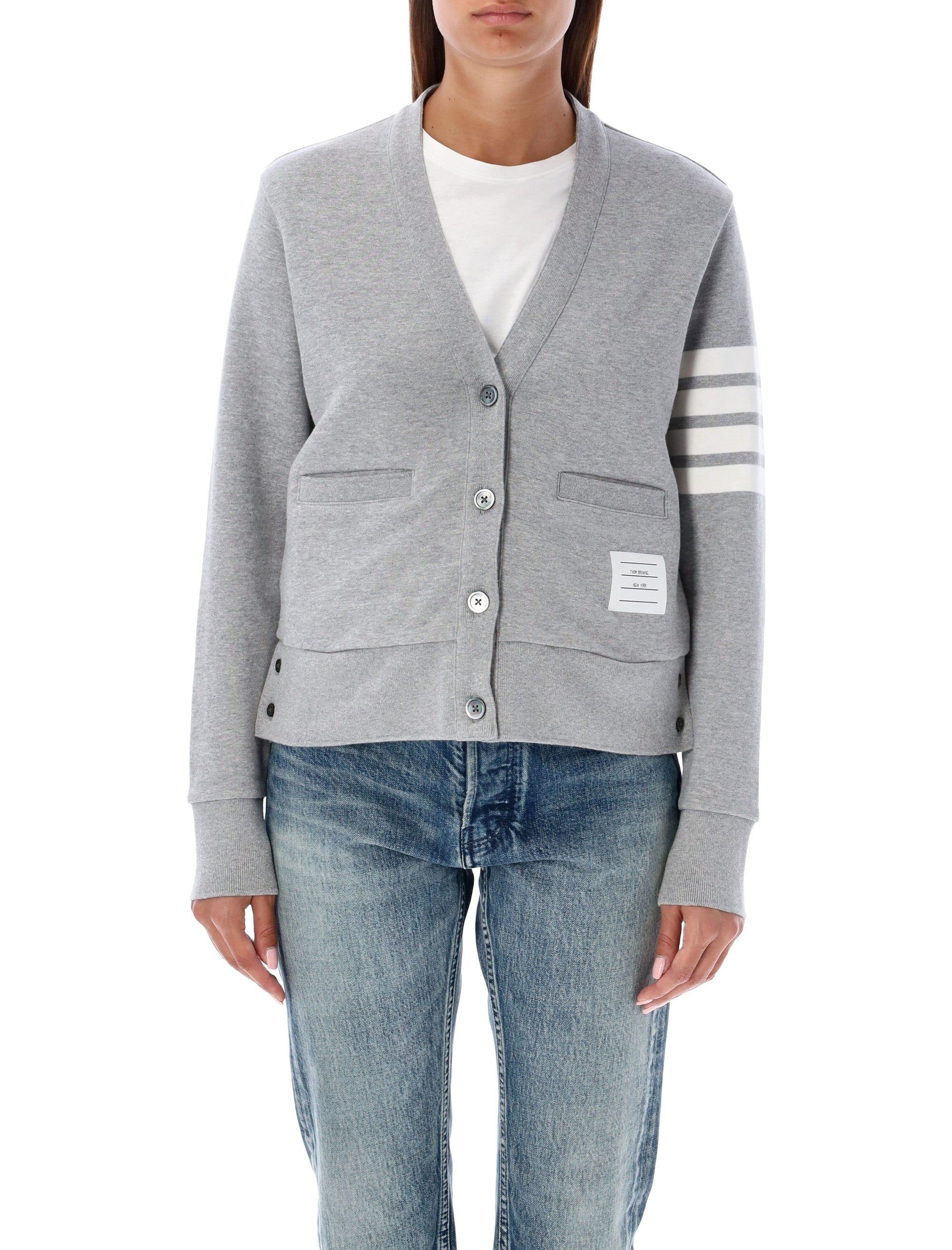Cardigan in jersey di Thom Browne Lt Grey Cotton