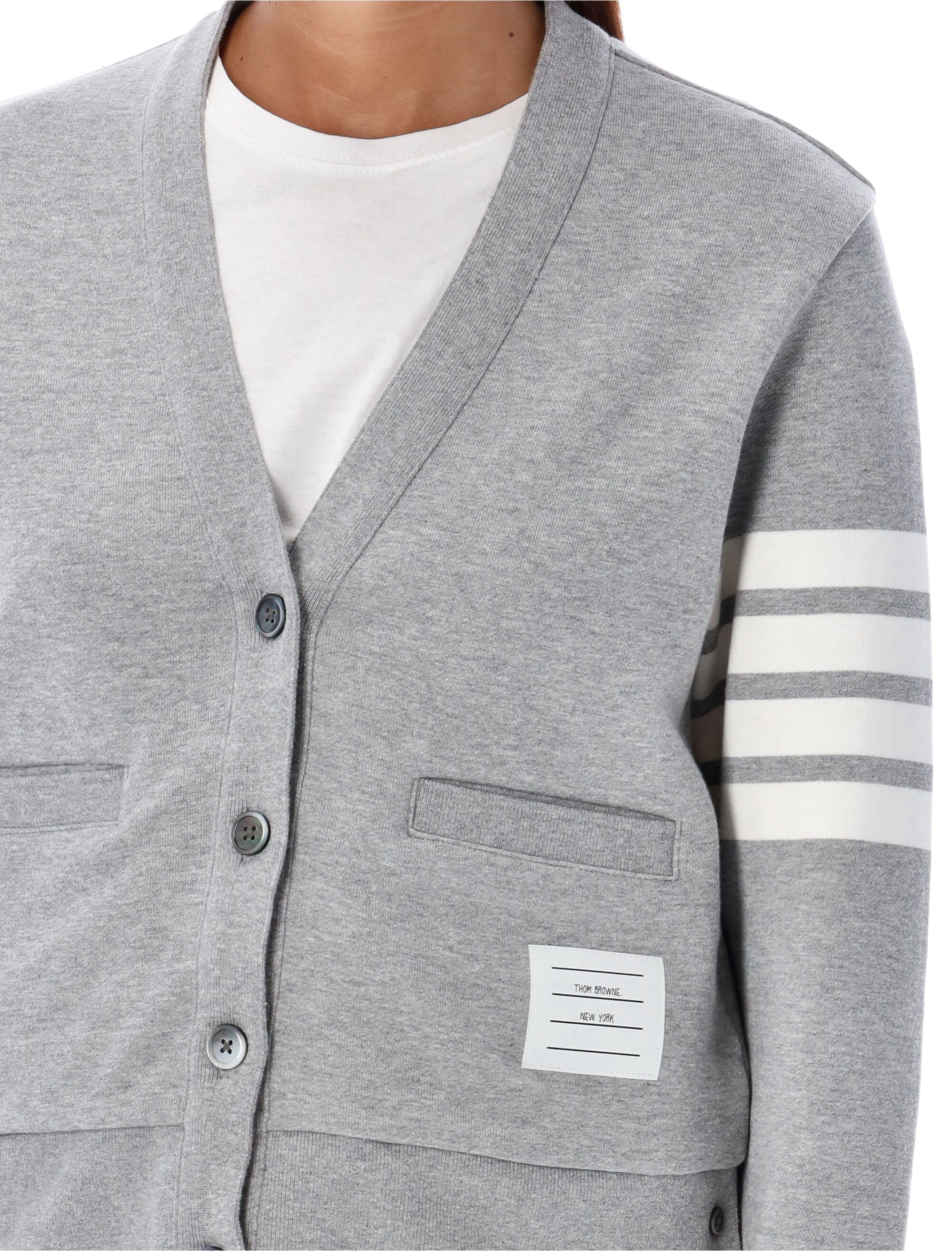 Cardigan in jersey di Thom Browne Lt Grey Cotton