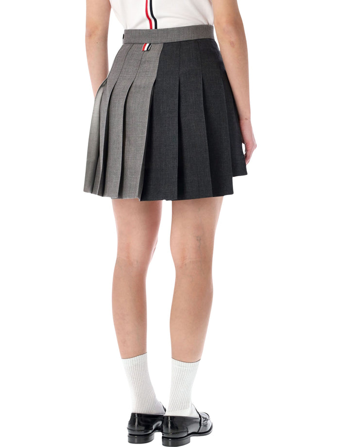 Thom Browne Fun-Mix Pleated Mini Skirt Dark Grey Wool Lining