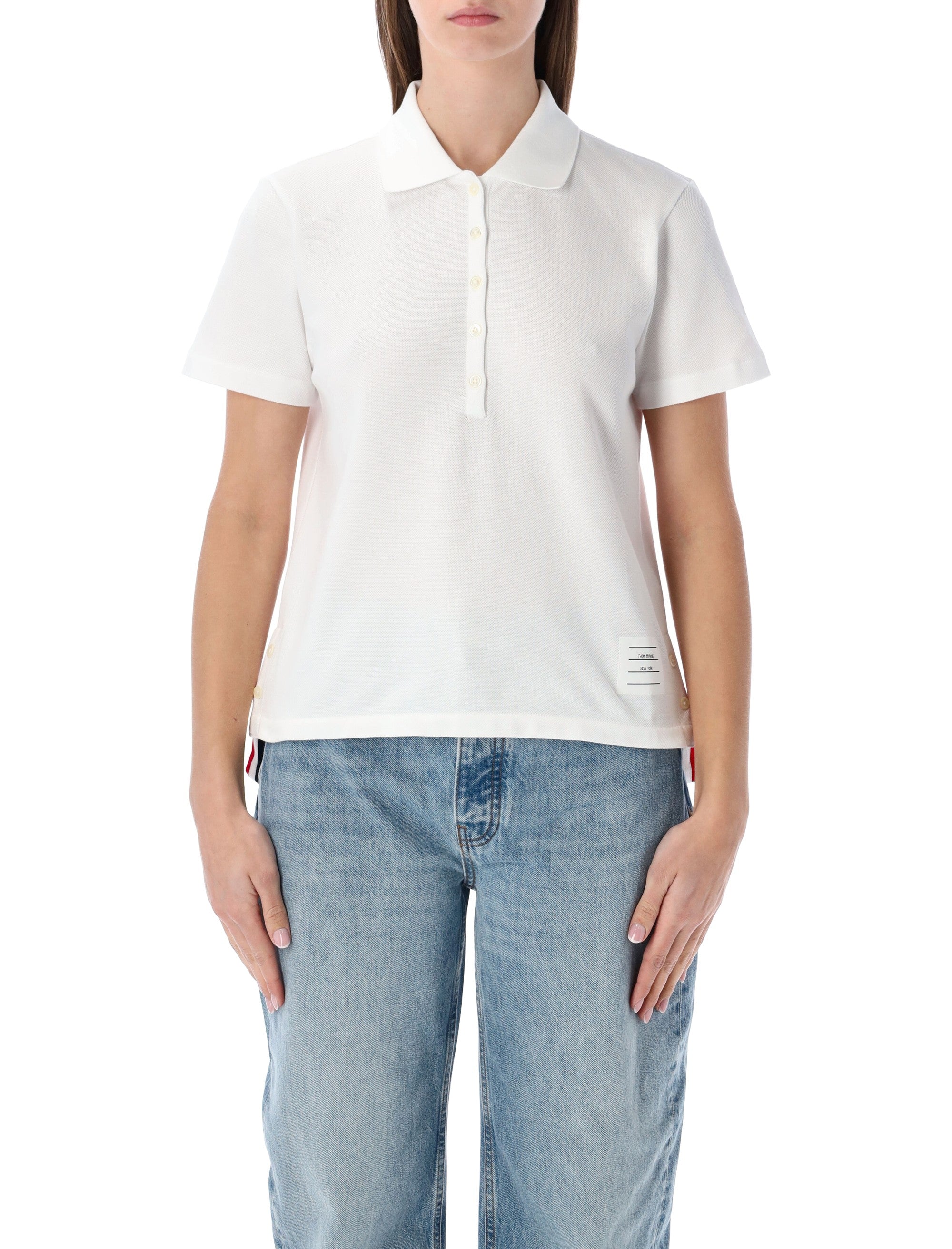 Thom Browne Relaxed-Fit Cotton Polo Shirt White Tshirt