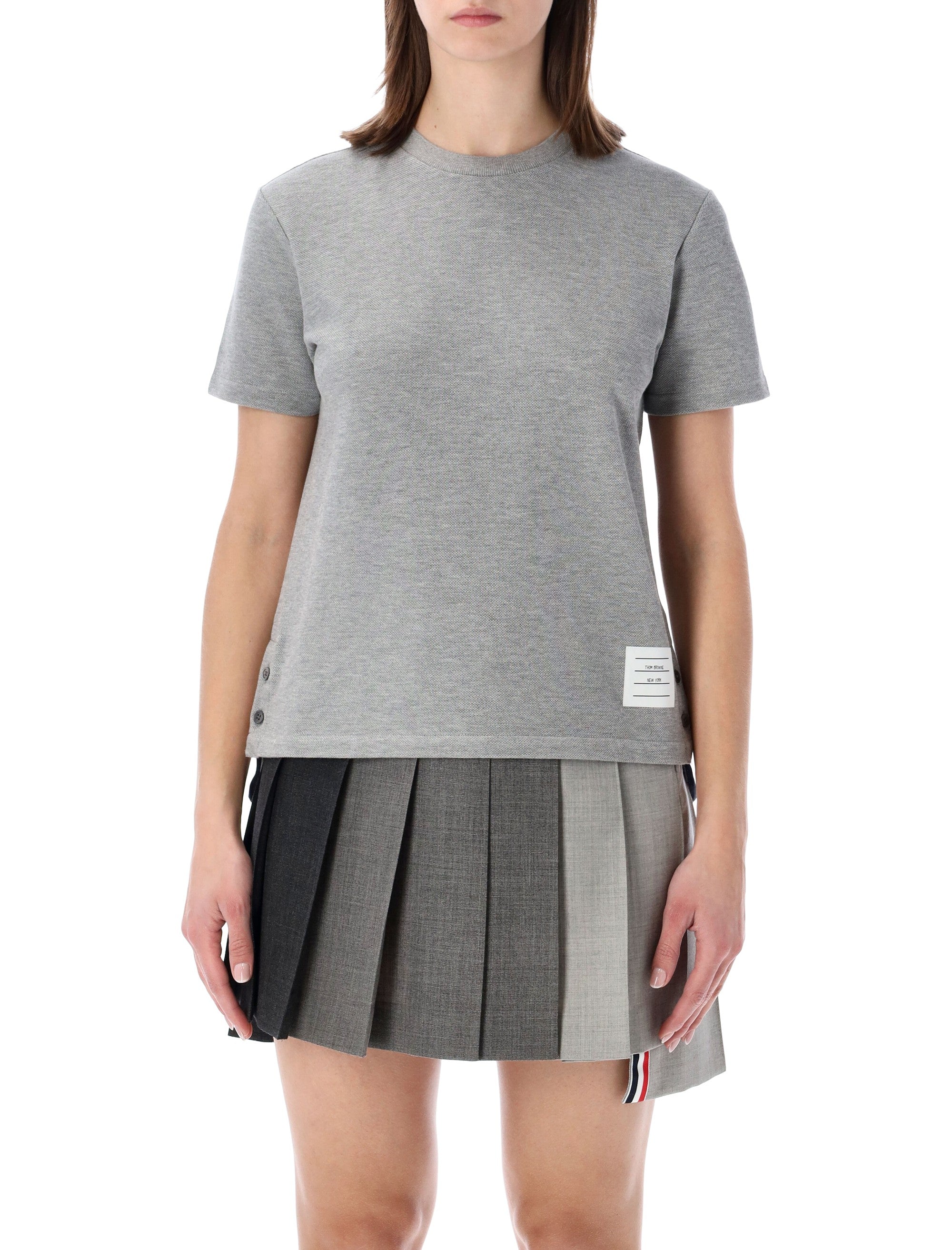Thom Browne Classic Piqué T-Shirt Lt Grey Cotton Tshirt