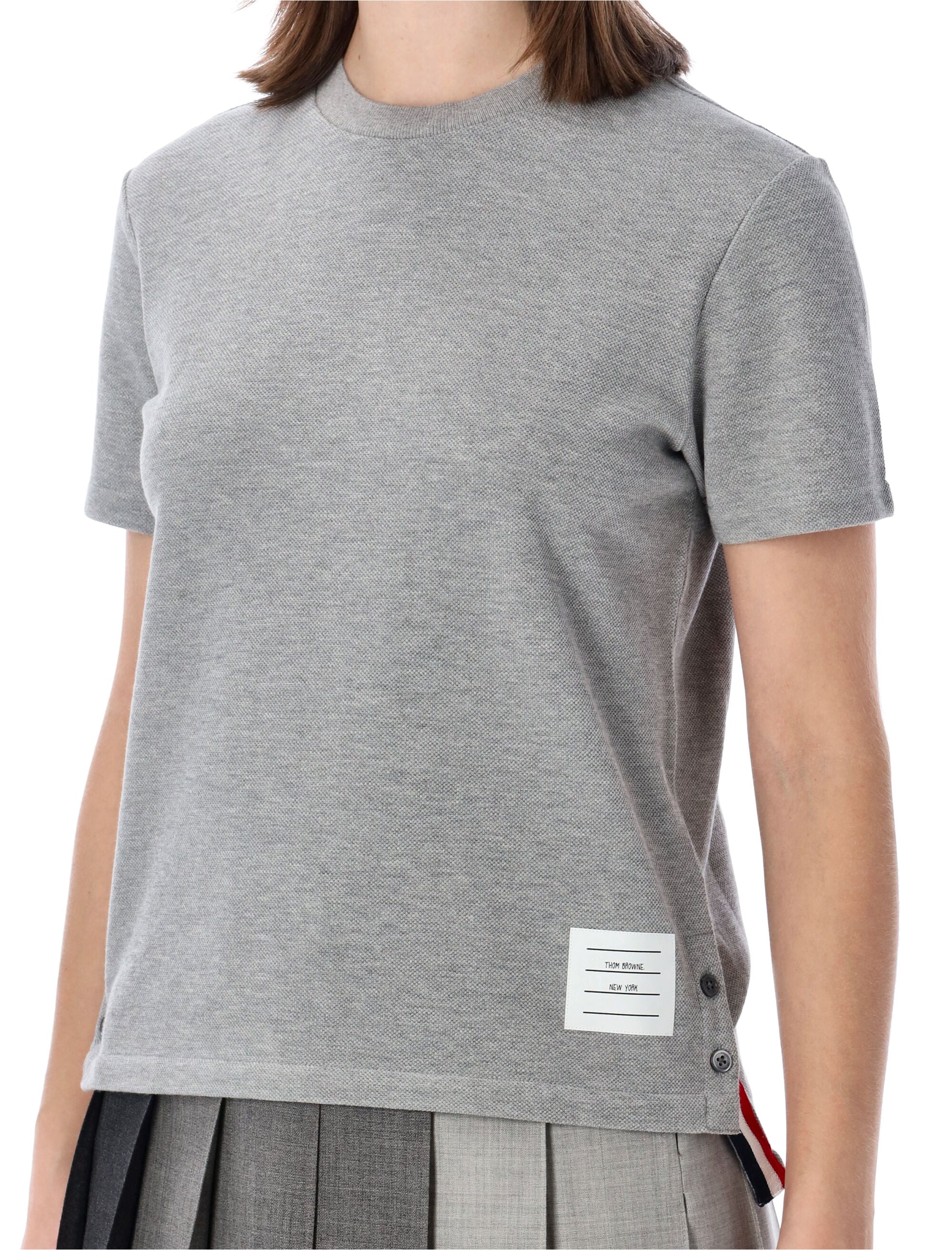 Thom Browne Classic Piqué T-Shirt Lt Grey Cotton Tshirt
