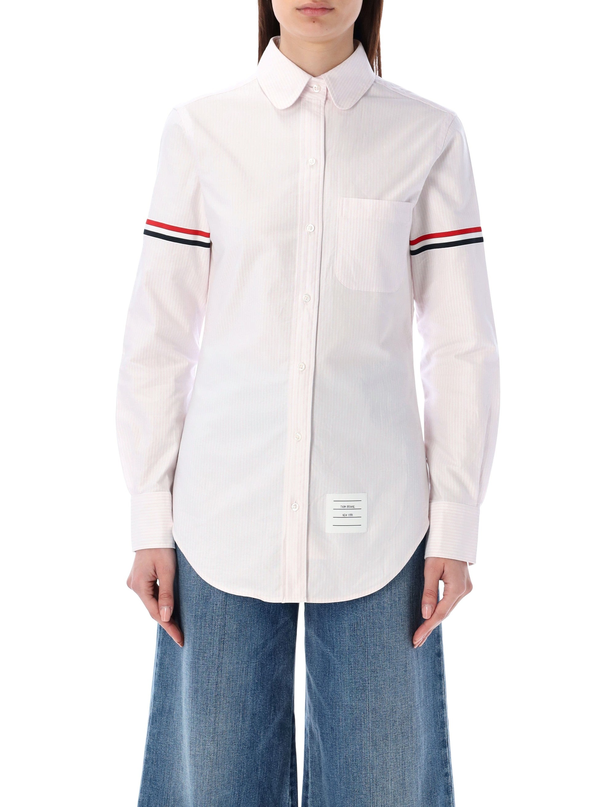 Thom Browne cotton Oxford shirt with striped armband Lt Pink