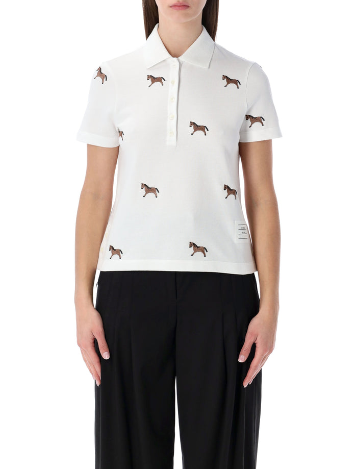 Thom Browne cotton polo shirt with embroidered horses White T-shirt
