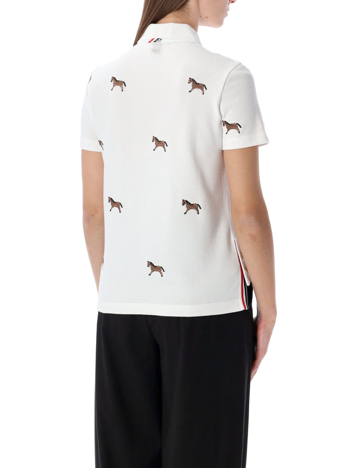 Thom Browne cotton polo shirt with embroidered horses White T-shirt