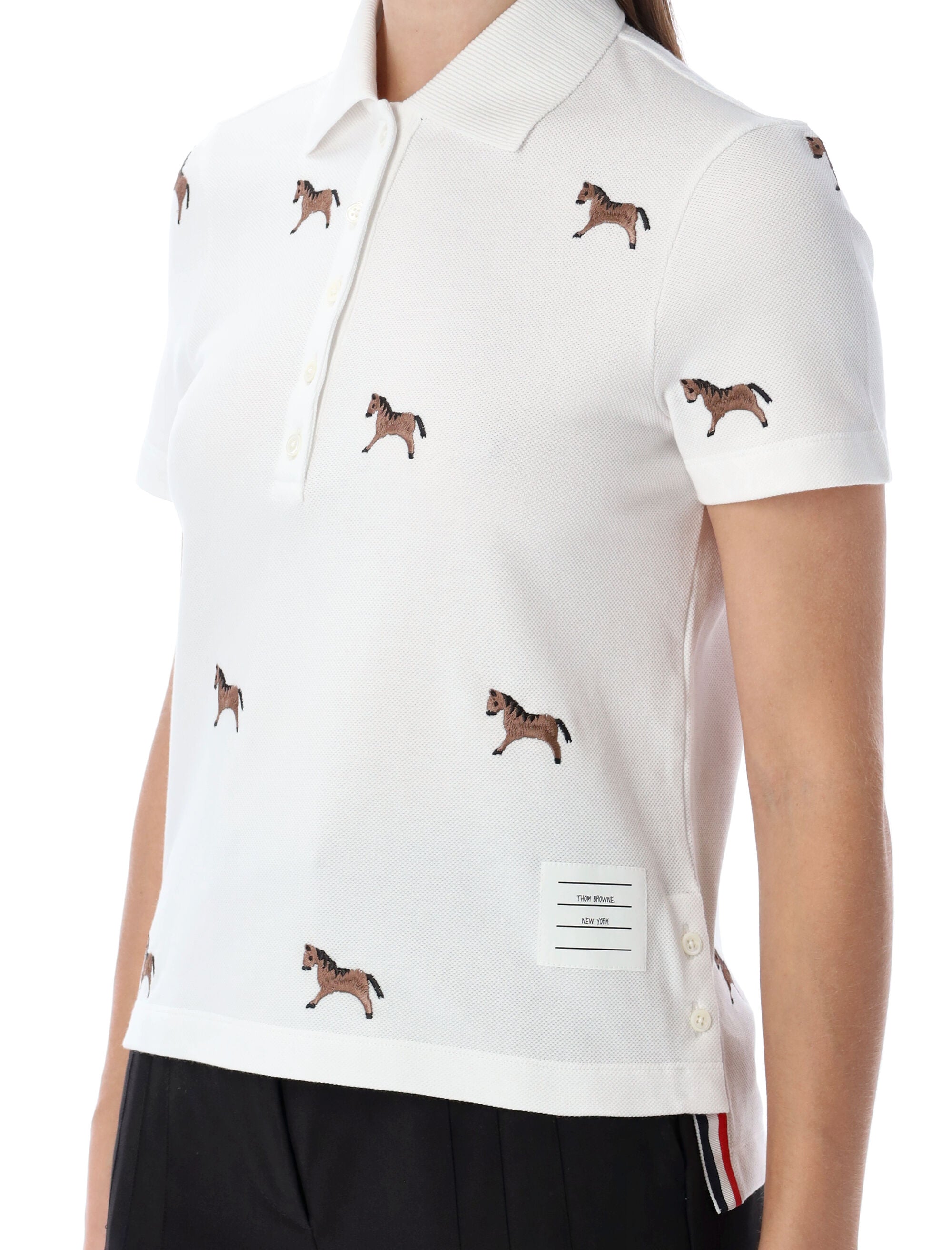 Thom Browne cotton polo shirt with embroidered horses White T-shirt
