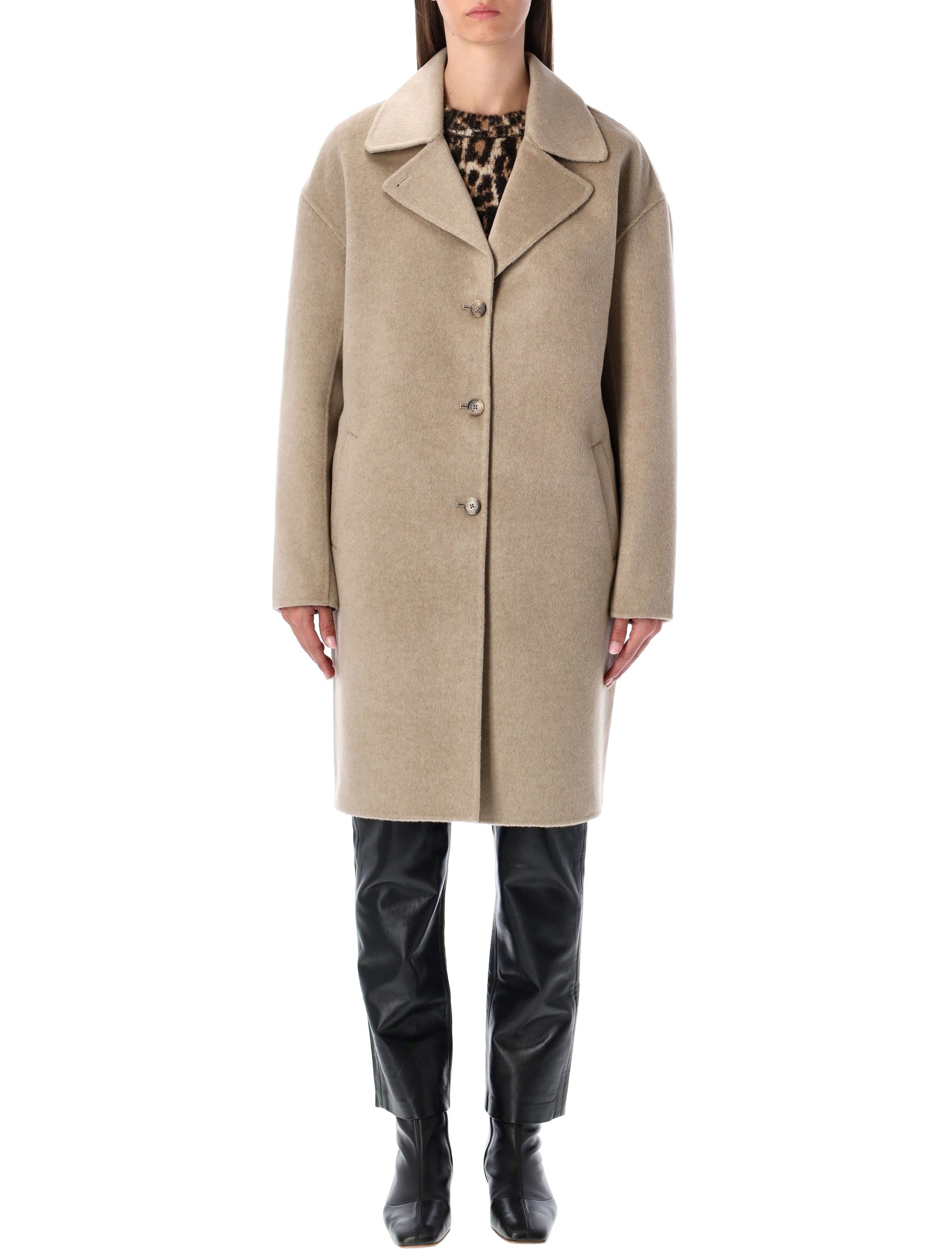 Anine Bing Portia Wool Cashmere Coat Oatmeal