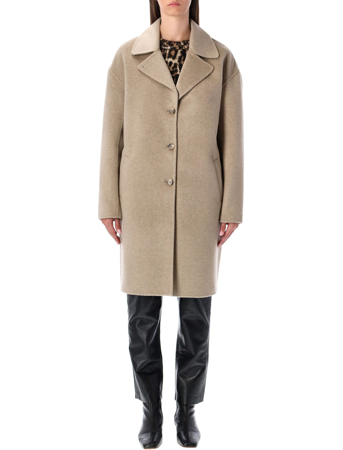 Anine Bing Portia Wool Cashmere Coat Oatmeal