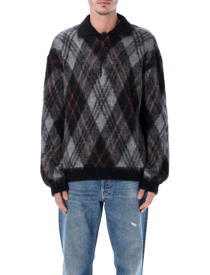 Rold Skov Basic Polo Black Rumble Alpaca And Mohair Blend Runble Polyamide Sweater