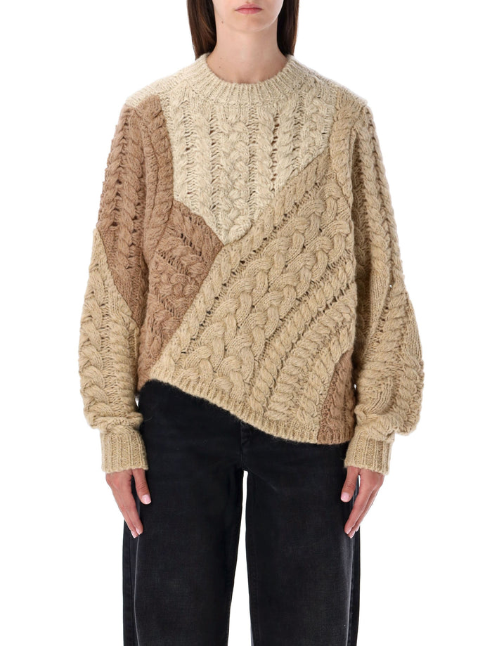 Beige Patchwork Cable Knit Sweater Marant Étoile Acrylic