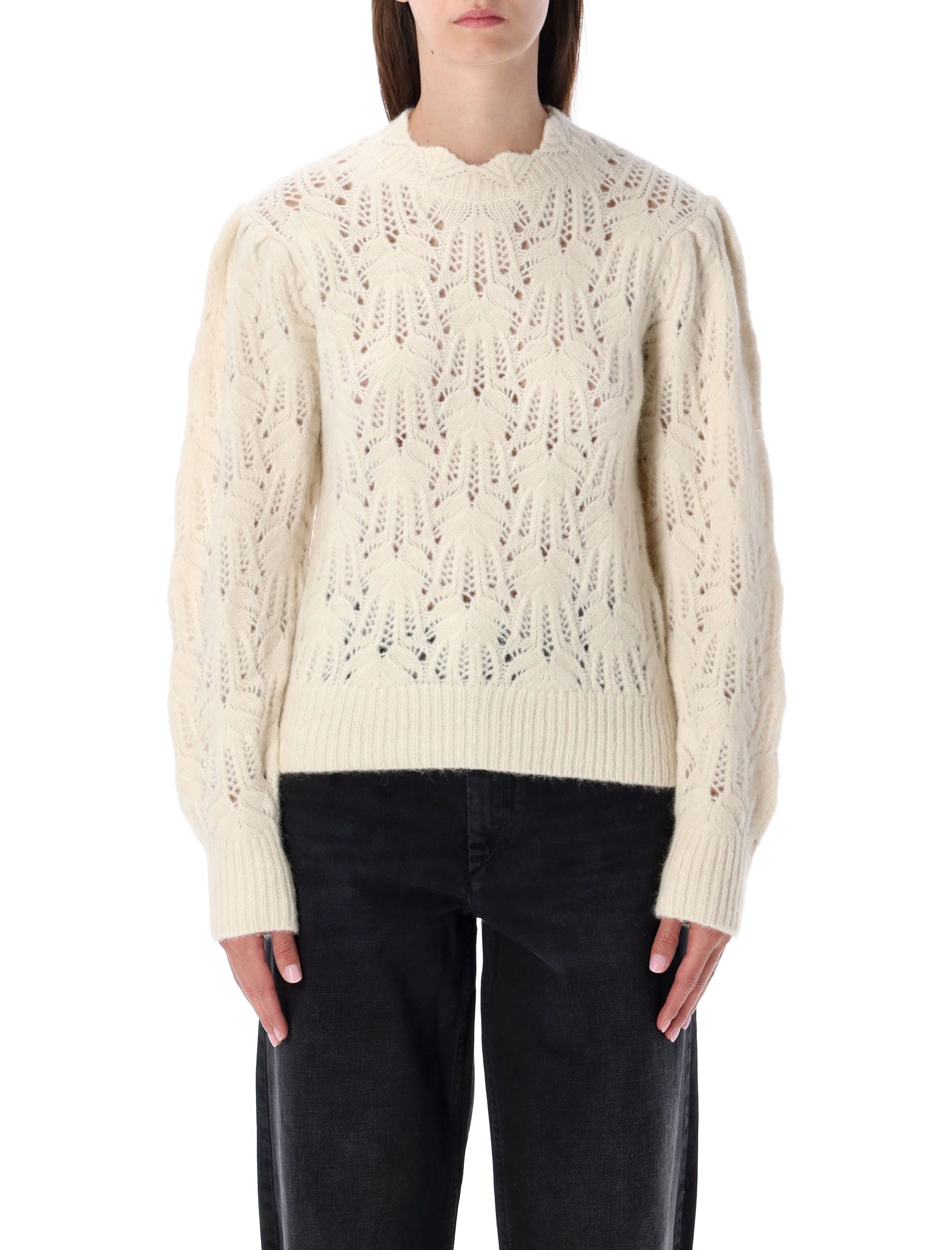 Ivory Lace Knit Sweater Marant Étoile Ecru Baby Alpaca