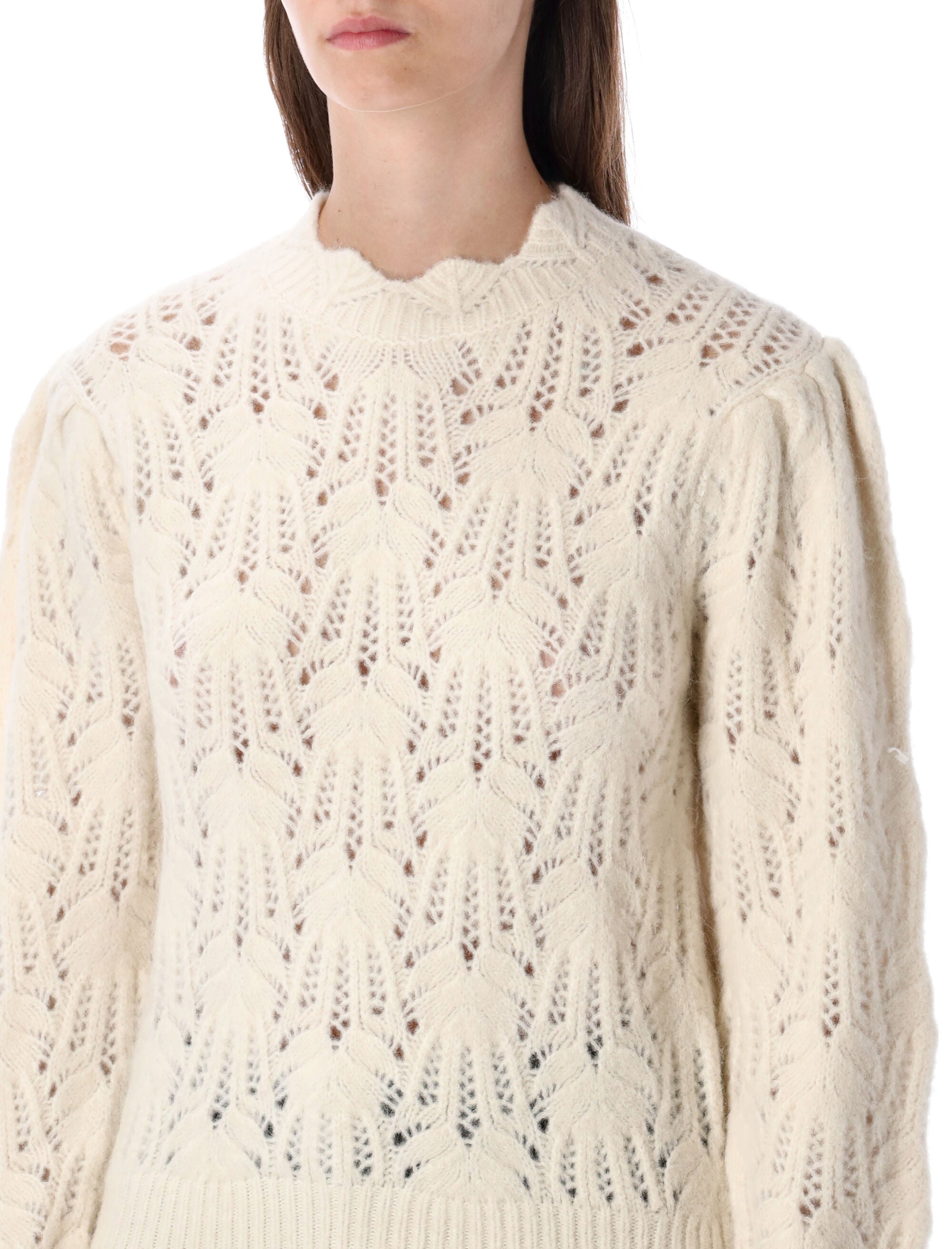 Ivory Lace Knit Sweater Marant Étoile Ecru Baby Alpaca
