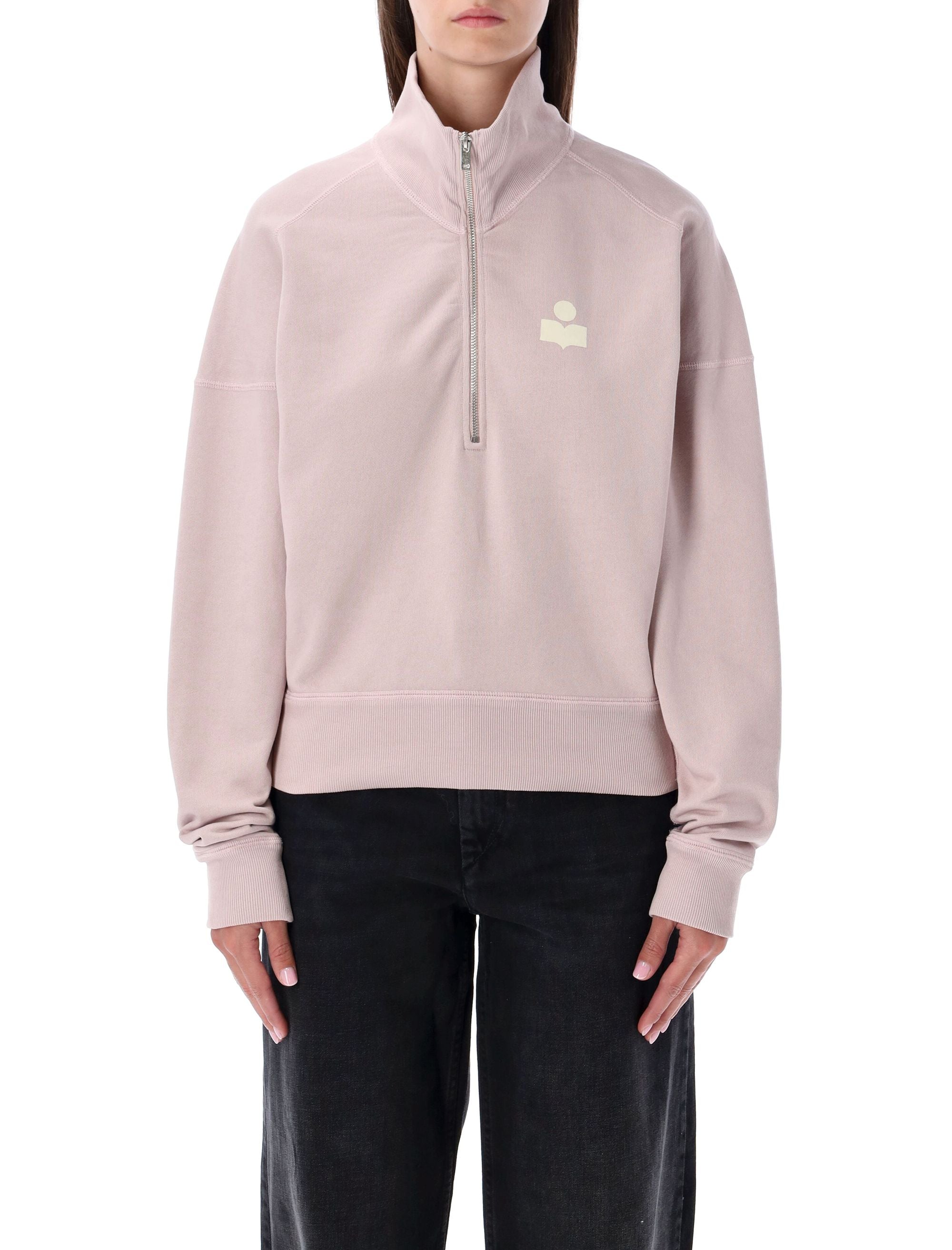 Marant Étoile zip sweatshirt Light Pink Ecru Cotton