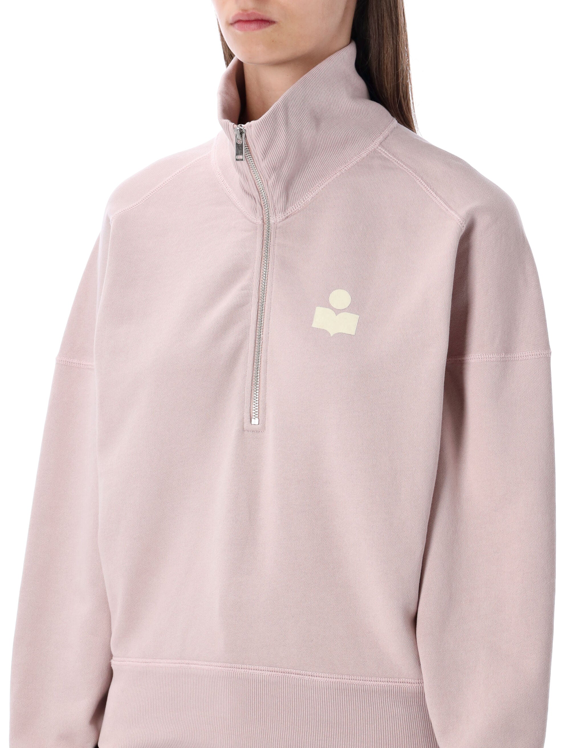 Marant Étoile zip sweatshirt Light Pink Ecru Cotton