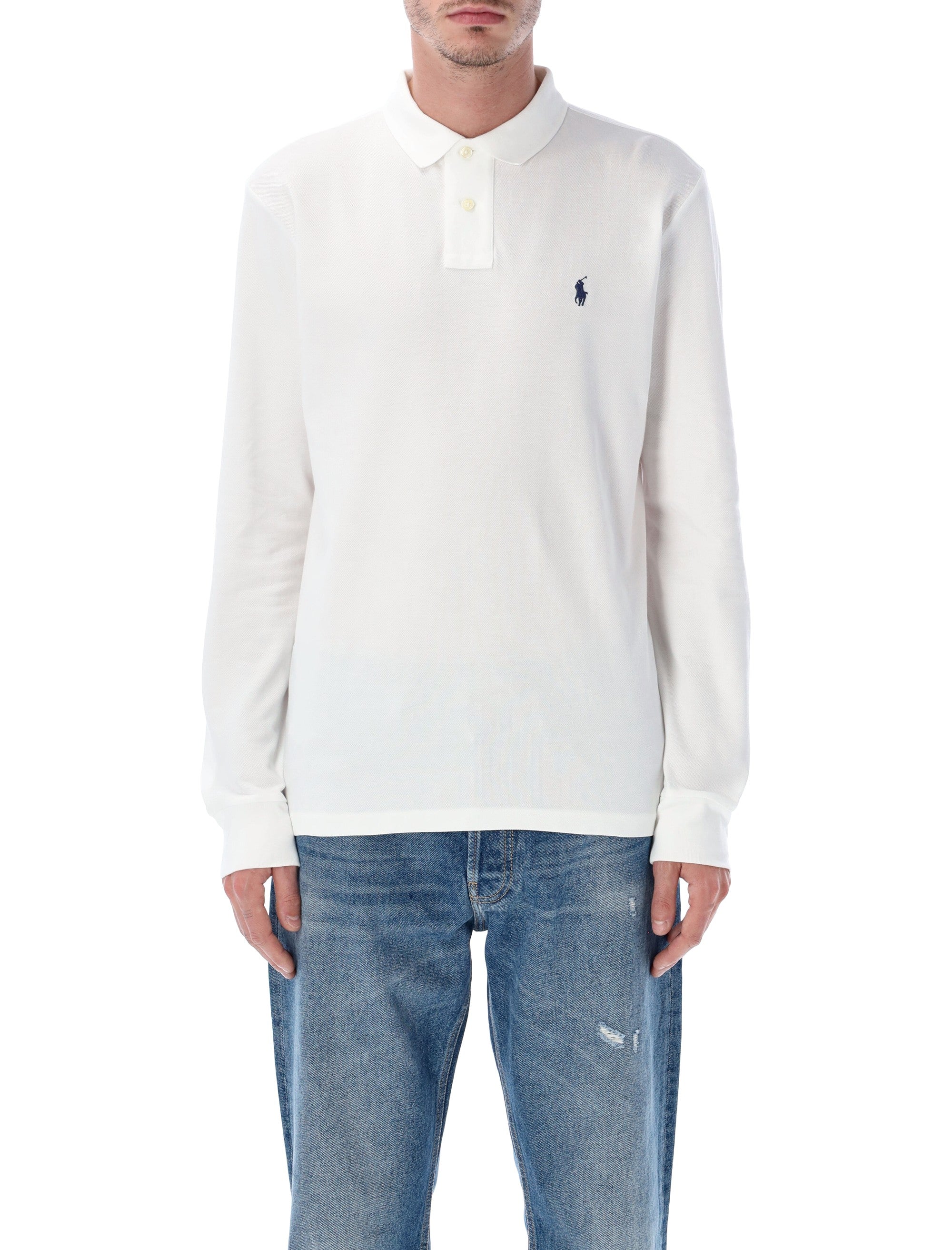 Polo Ralph Lauren long-sleeve cotton piqué shirt custom slim-fit White Tshirt